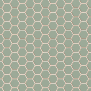 1" Hexagon Sheeted Original Ceramic Mosaic Tile in Rosemary Matte