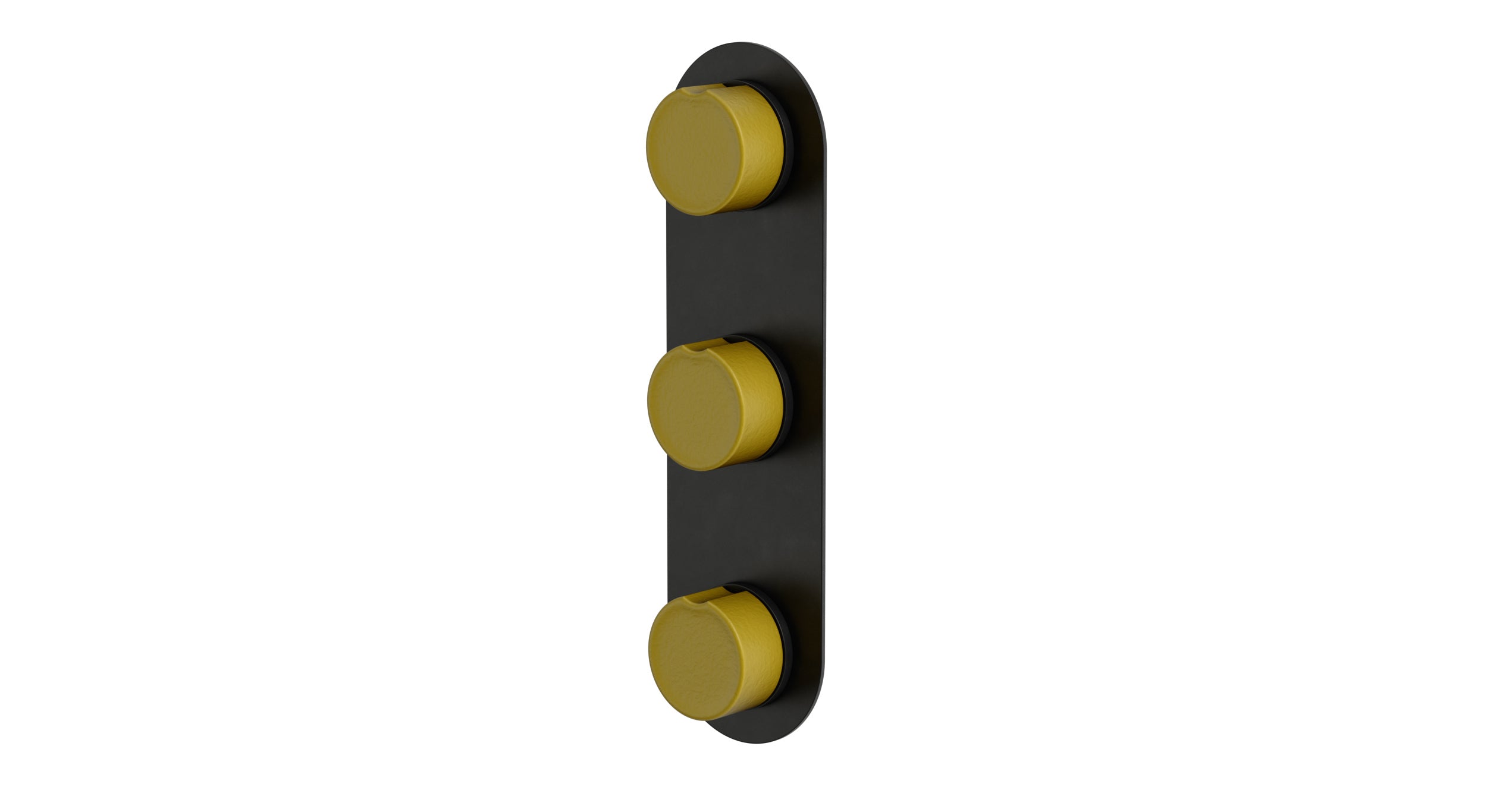 Foundry Three Handle Wall Mount Shower Trim with Groove Ceramic Knob Handles in Oil Rubbed Bronze