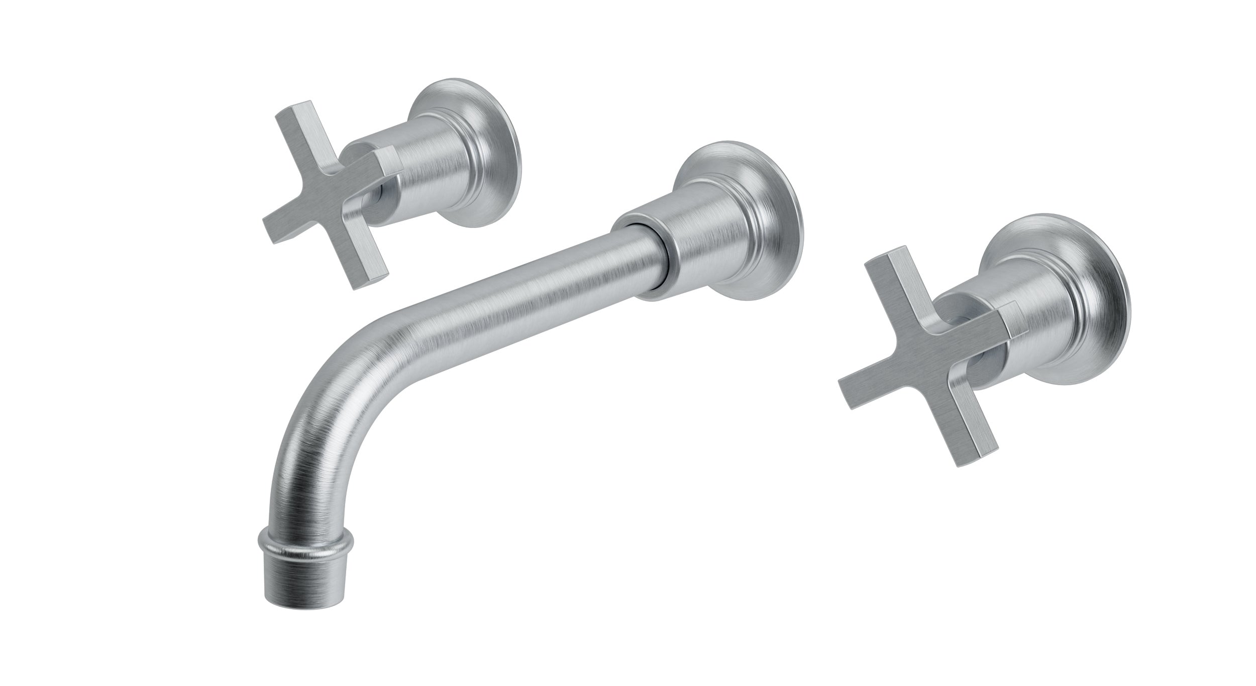 Emerson Two Handle Wall Mount 8.25" Lavatory Faucet with Classic Cross Handles in Satin Chrome