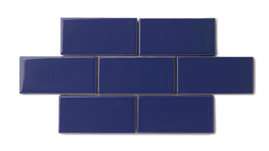 2x2 Straight Set Sheeted Natural Press Ceramic Mosaic Tile in Ultramarine Gloss