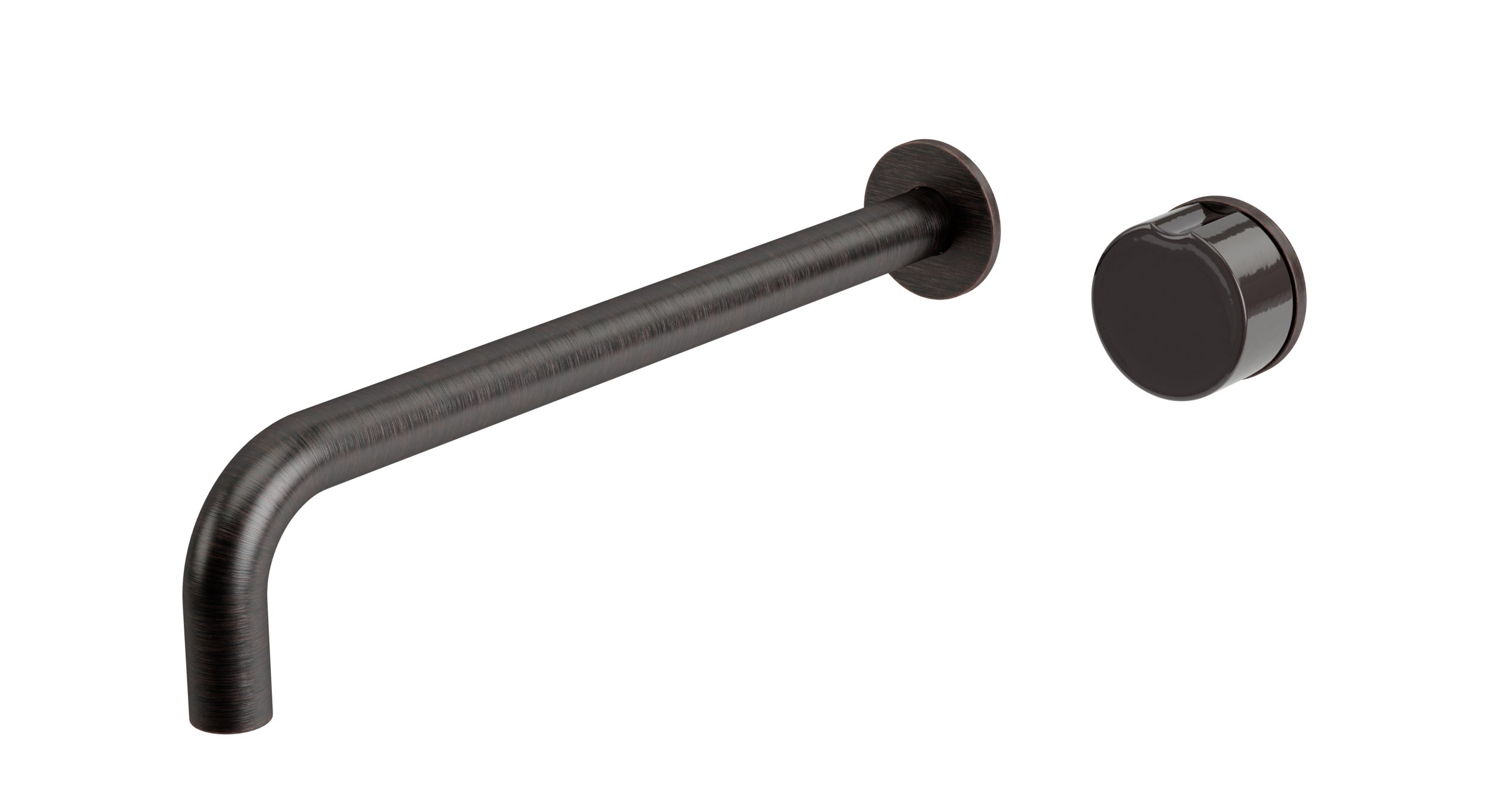 Foundry One Handle Wall Mount 12" Lavatory Faucet with Pebble Ceramic Knob Handle in Antique Bronze