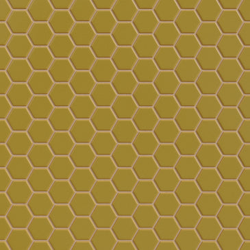 1" Hexagon Sheeted Original Ceramic Mosaic Tile in Mustard Seed Gloss