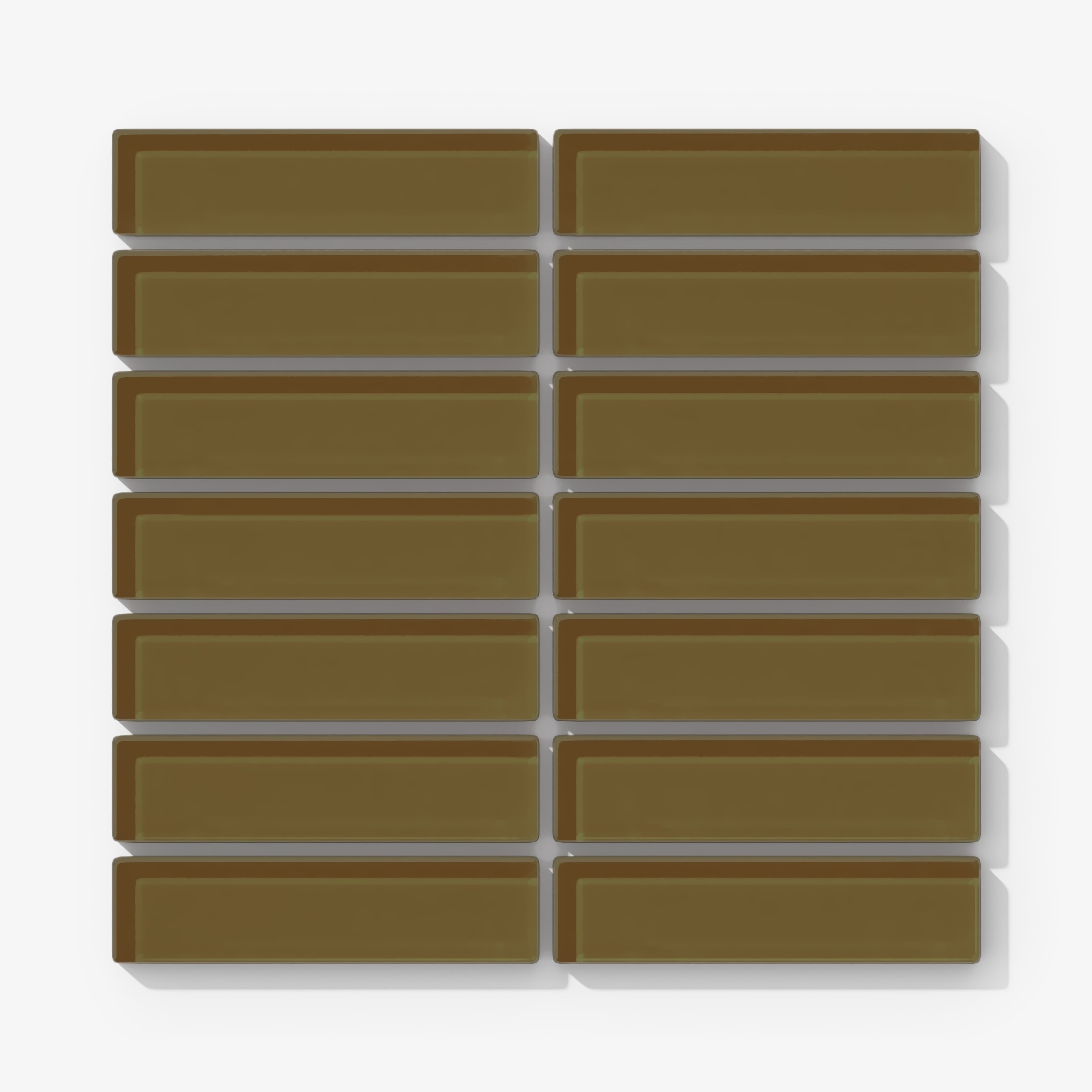 1x4 Straight Set Sheeted Glass Mosaic Tile in Merlin Gloss