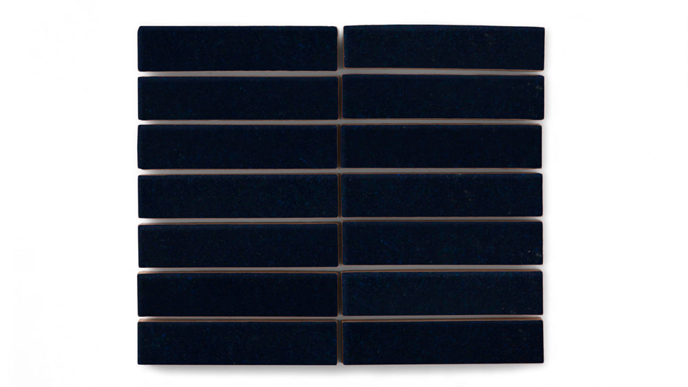 1x4 Straight Set Sheeted Original Ceramic Mosaic Tile in Navy Blue Gloss