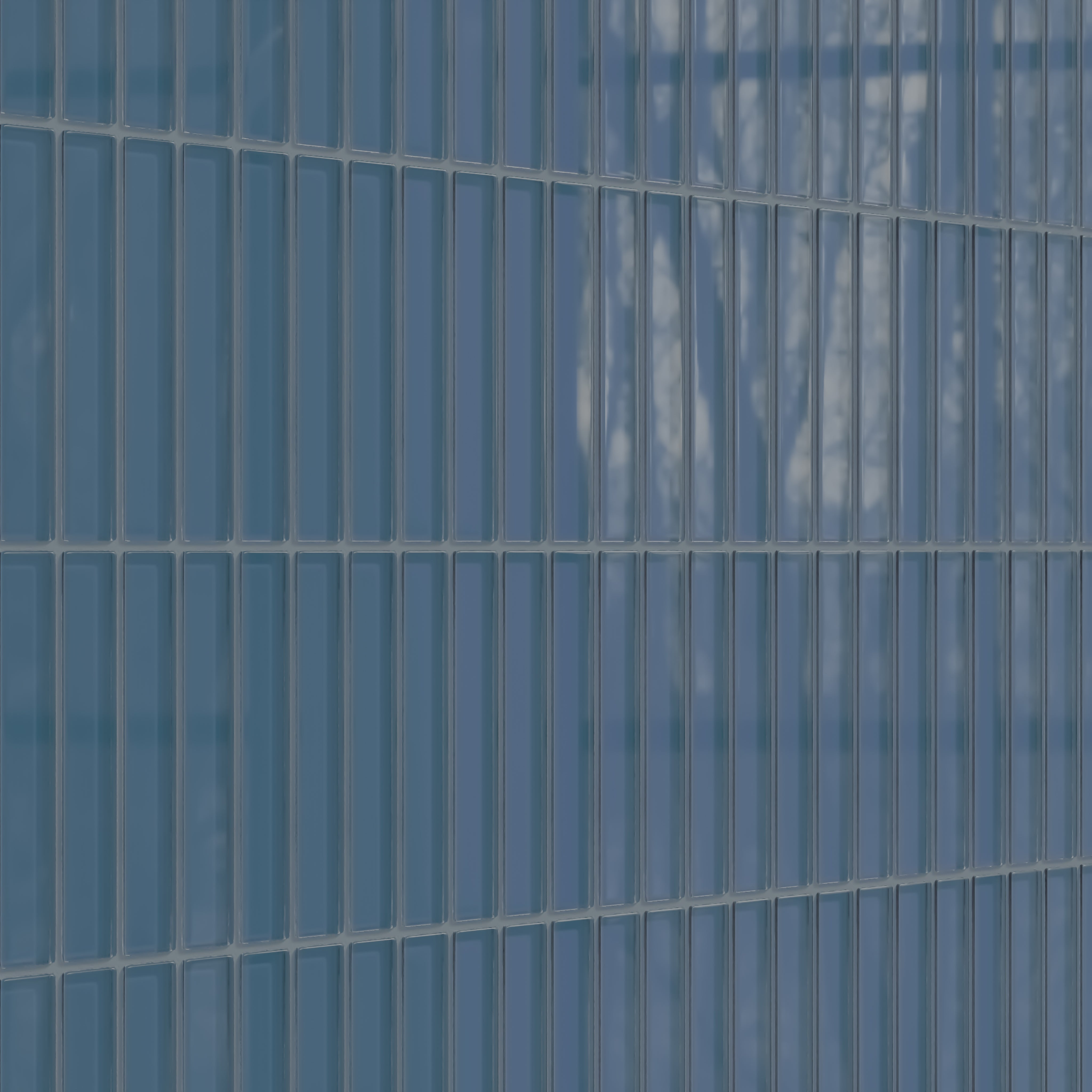 1x6 Straight Set Sheeted Glass Mosaic Tile in Blue Jay Gloss