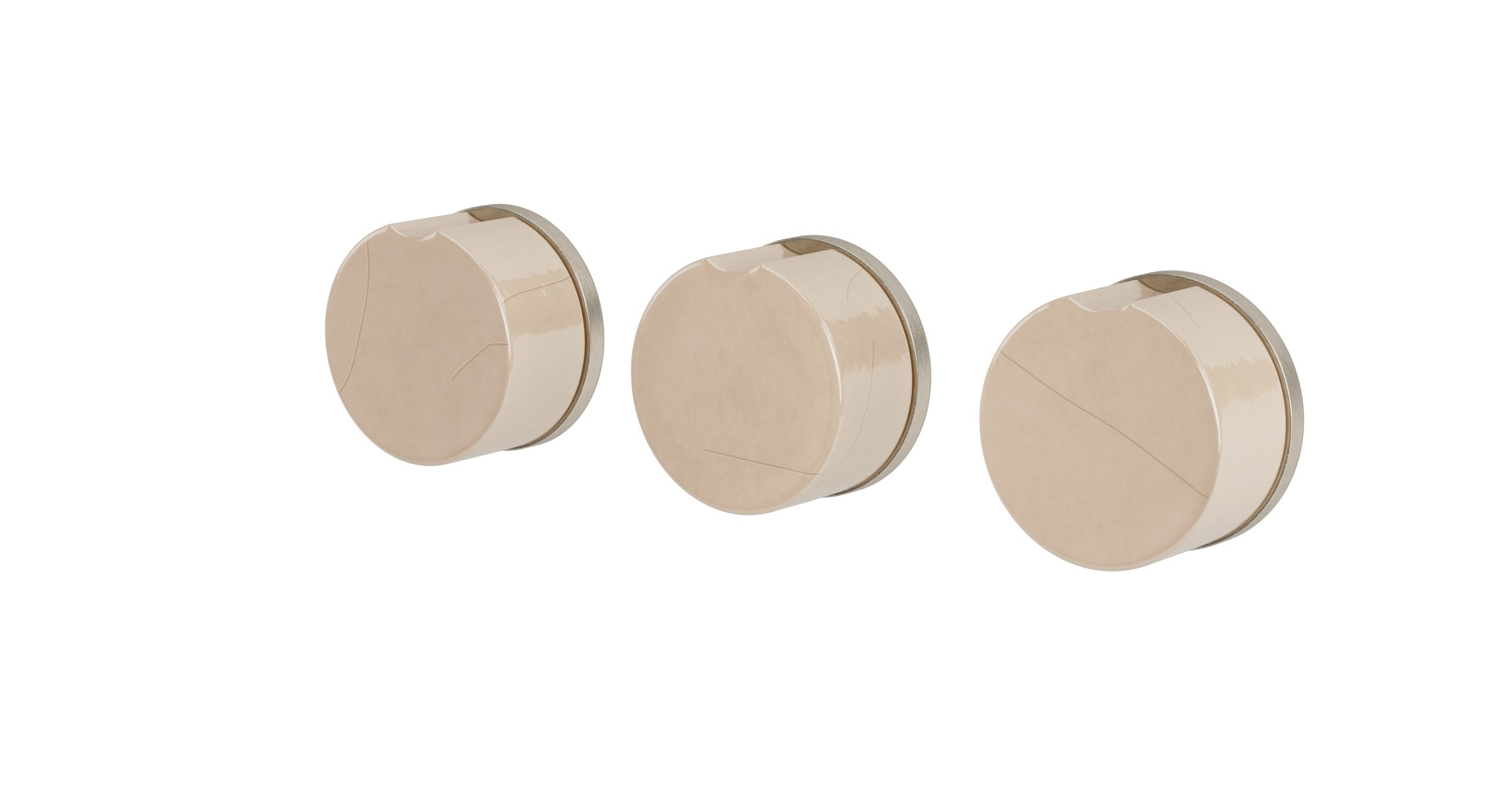 Foundry Three Handle Wall Mount Bath Trim with Diverter/Volume Control and Groove Ceramic Knob Handles in Satin Nickel