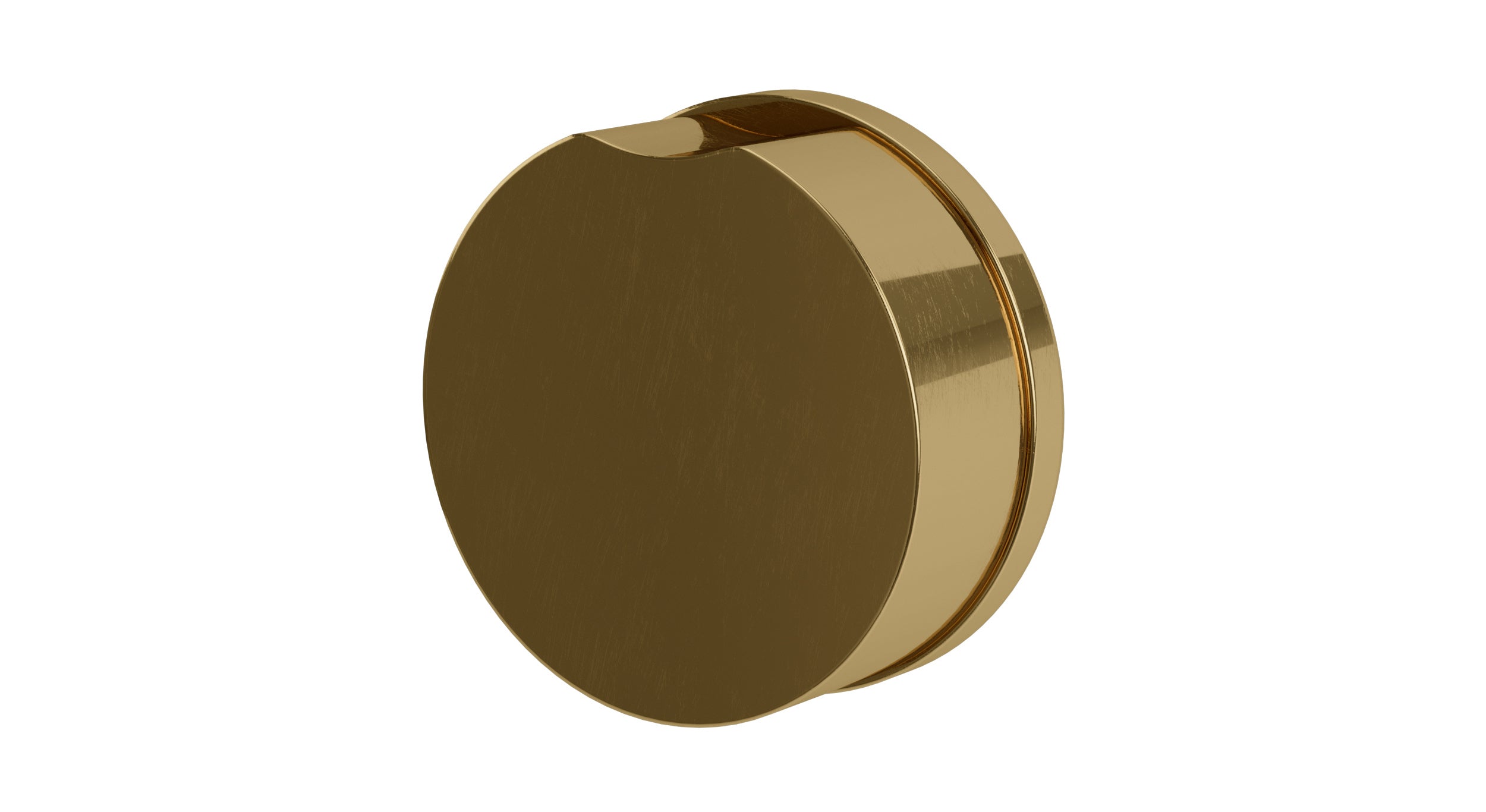Foundry One Handle Wall Mount Diverter/Volume Control Shower Trim with Barrel Knob Handle in Uncoated Polished Brass