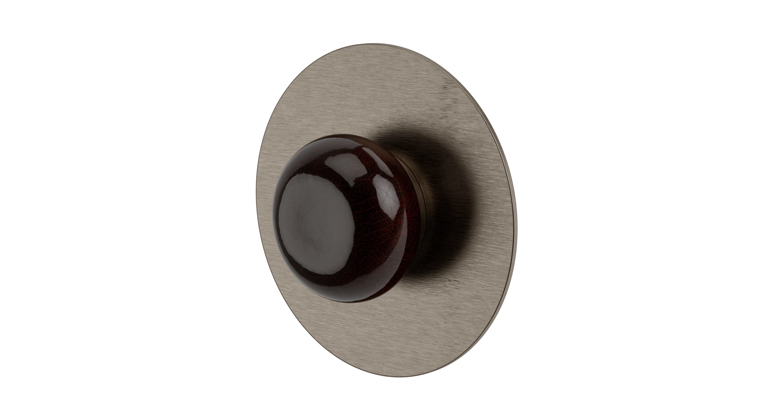 Foundry One Handle Wall Mount Shower Trim with Pebble Ceramic Knob Handle in Antique Nickel
