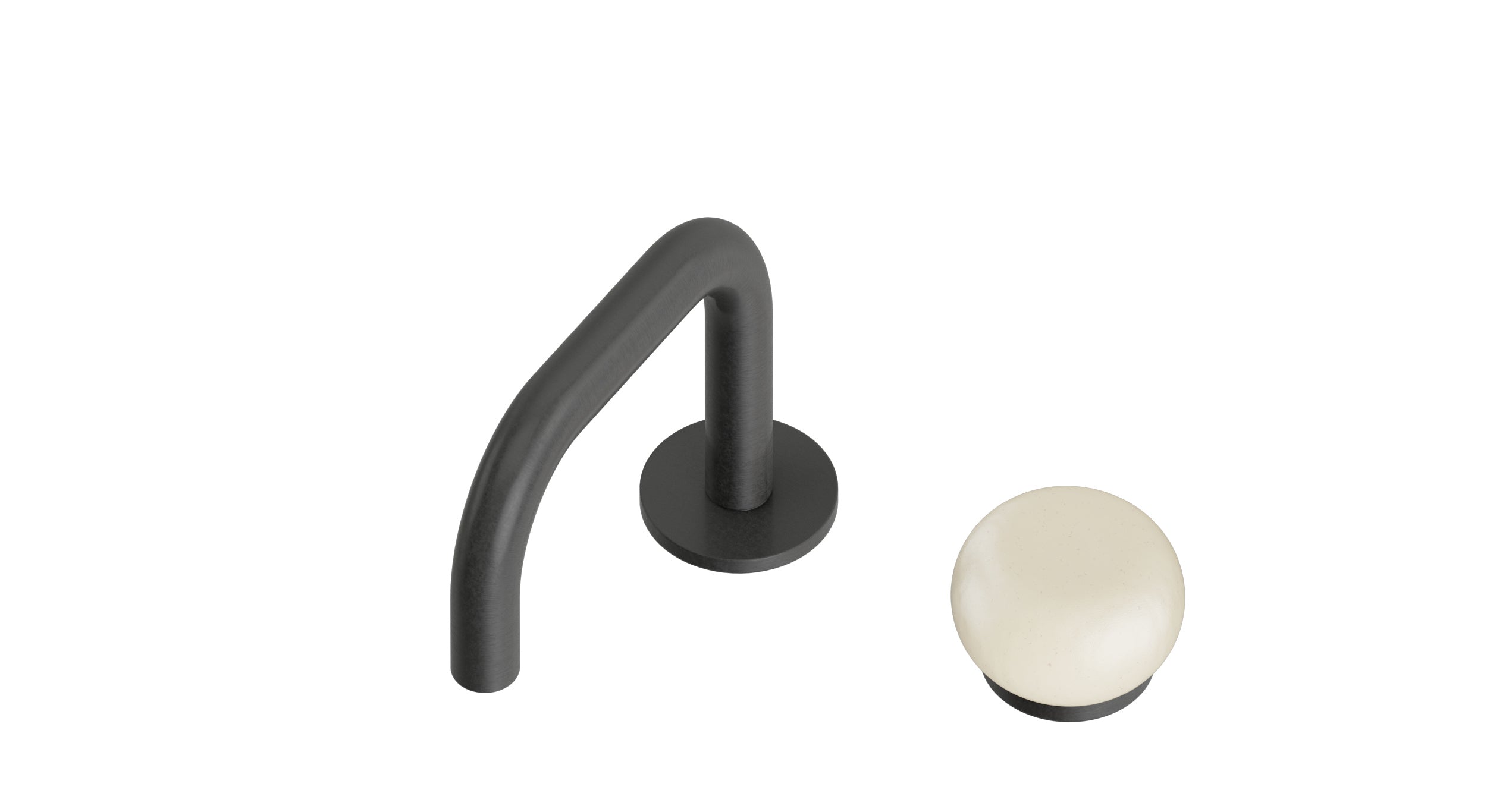 Foundry One Handle Deck Mount Squaretop Lavatory Faucet with Pebble Ceramic Knob Handle in Blackened Nickel