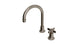 Emerson One Handle Deck Mount Gooseneck Lavatory Faucet with Defined Cross Handle in Antique Nickel