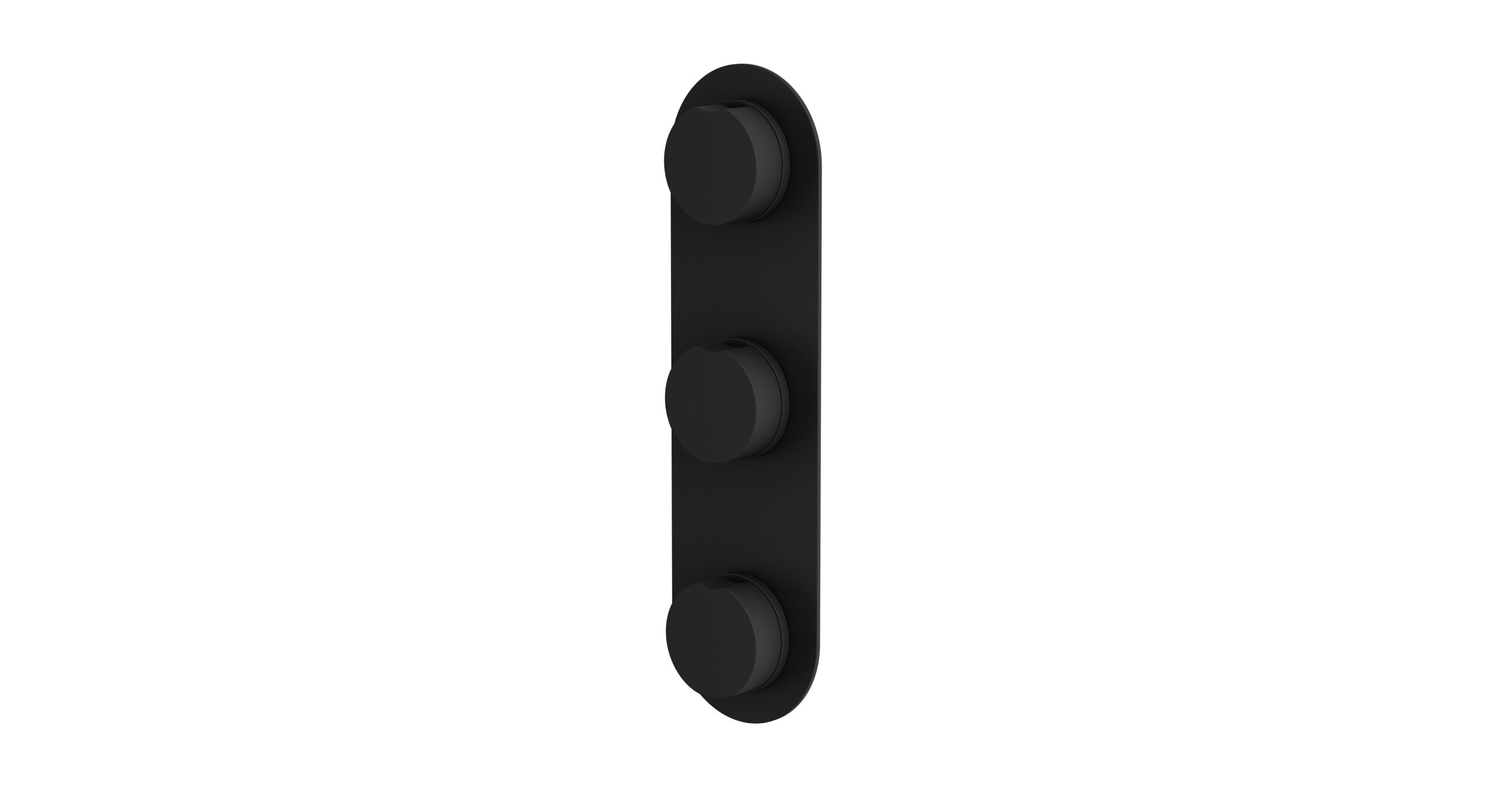Foundry Three Handle Wall Mount Shower Trim with Barrel Knob Handles in Matte Black