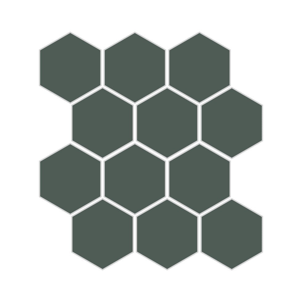 3" Hexagon Sheeted Original Ceramic Mosaic Tile in Tempest Matte