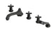 Emerson Three Handle Deck Mount Low Hexagon Bath Trim with Hand Shower and Classic Cross Handles in Oil Rubbed Bronze