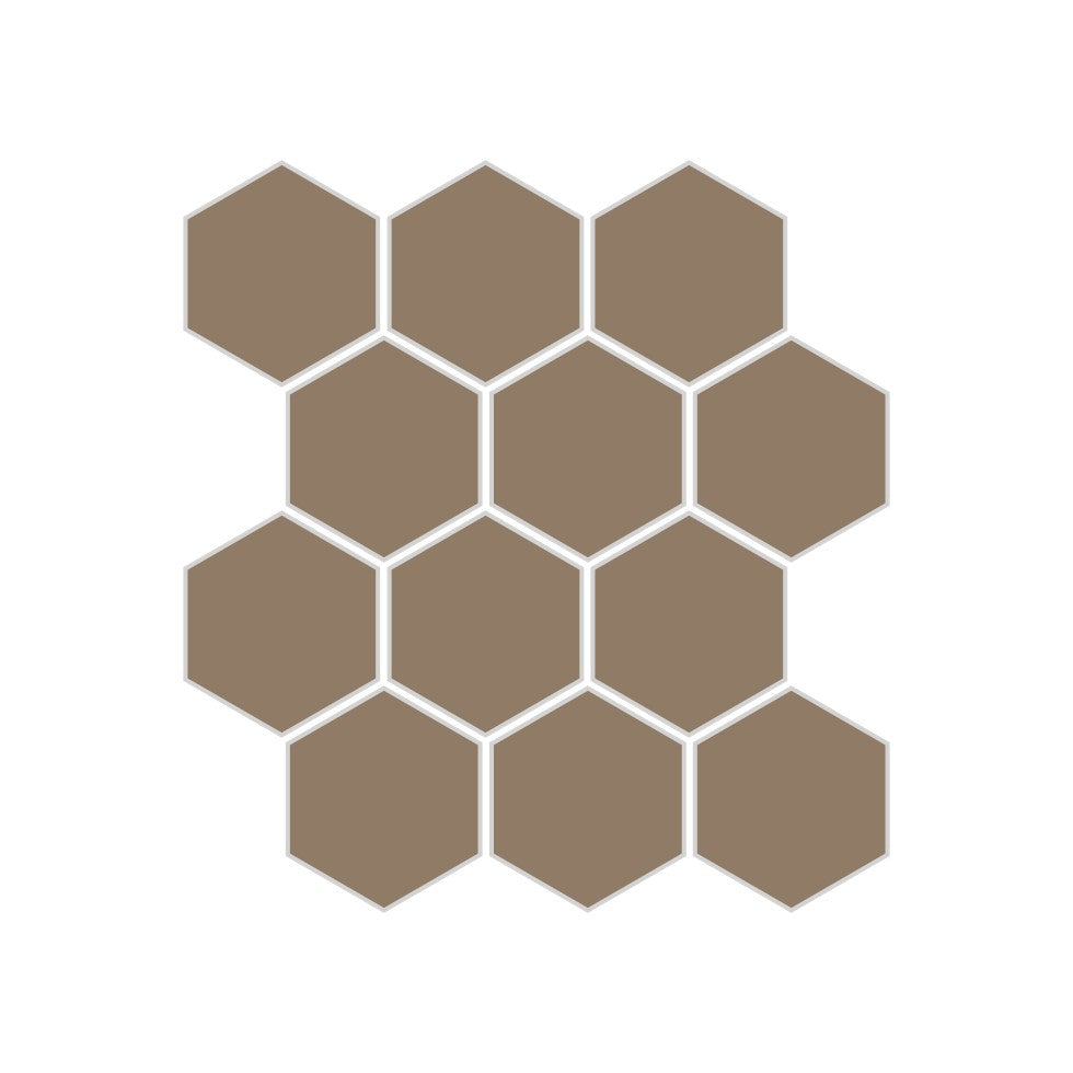 2" Hexagon Sheeted Original Ceramic Mosaic Tile in Sandstone Gloss