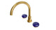 Foundry Two Handle Deck Mount Gooseneck Bath Trim with Pebble Ceramic Knob Handles in French Brass