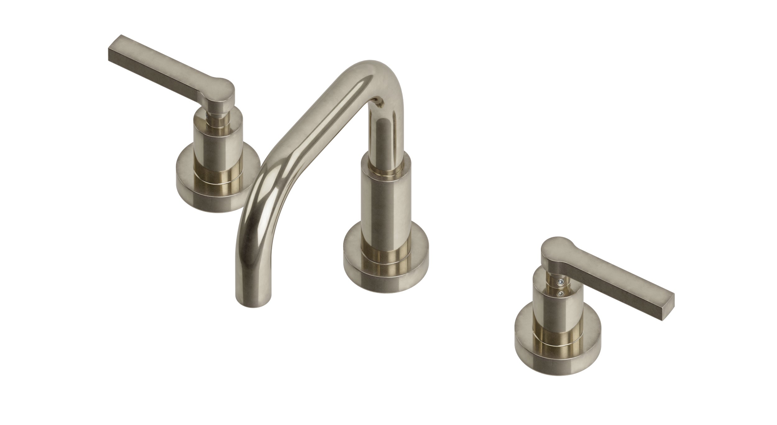Flatiron Two Handle Deck Mount Squaretop Lavatory Faucet with Linear Lever Handles in French Nickel