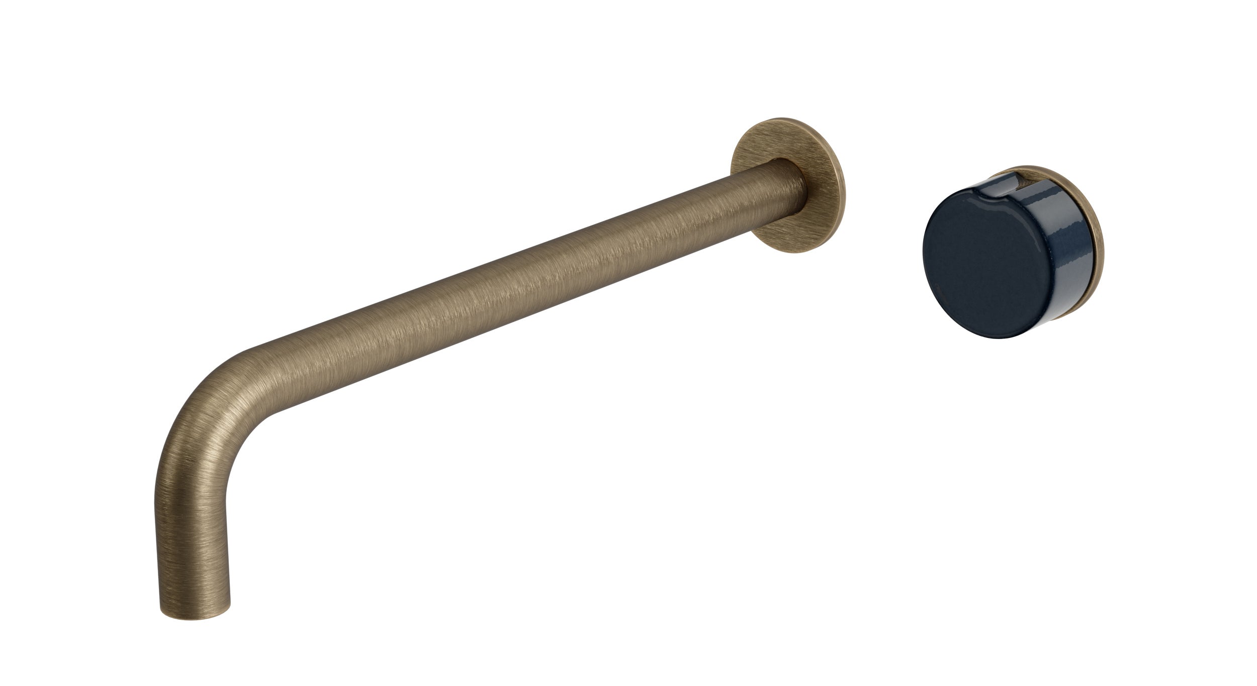 Foundry One Handle Wall Mount 12" Lavatory Faucet with Pebble Ceramic Knob Handle in Antique Brass