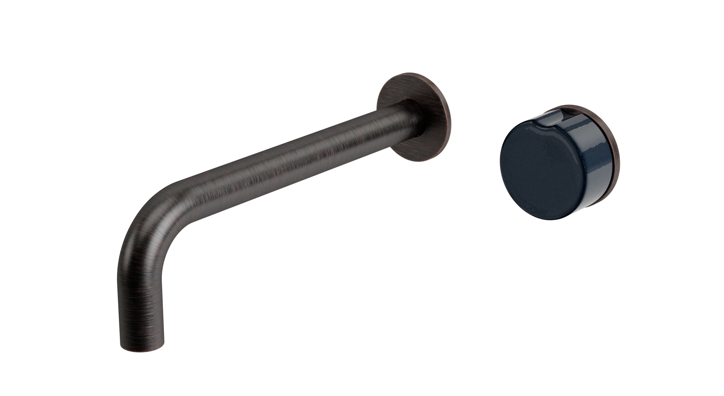 Foundry One Handle Wall Mount 7.5" Lavatory Faucet with Groove Ceramic Knob Handle in Antique Bronze