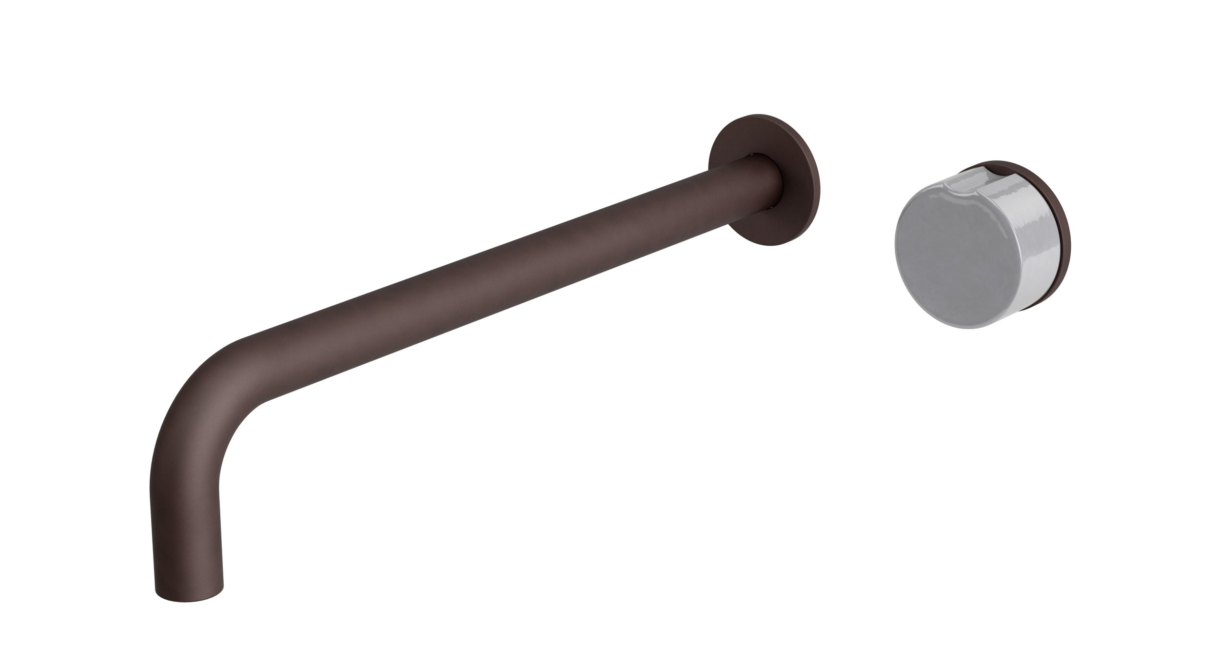 Foundry One Handle Wall Mount 12" Lavatory Faucet with Groove Ceramic Knob Handle in Architectural Copper