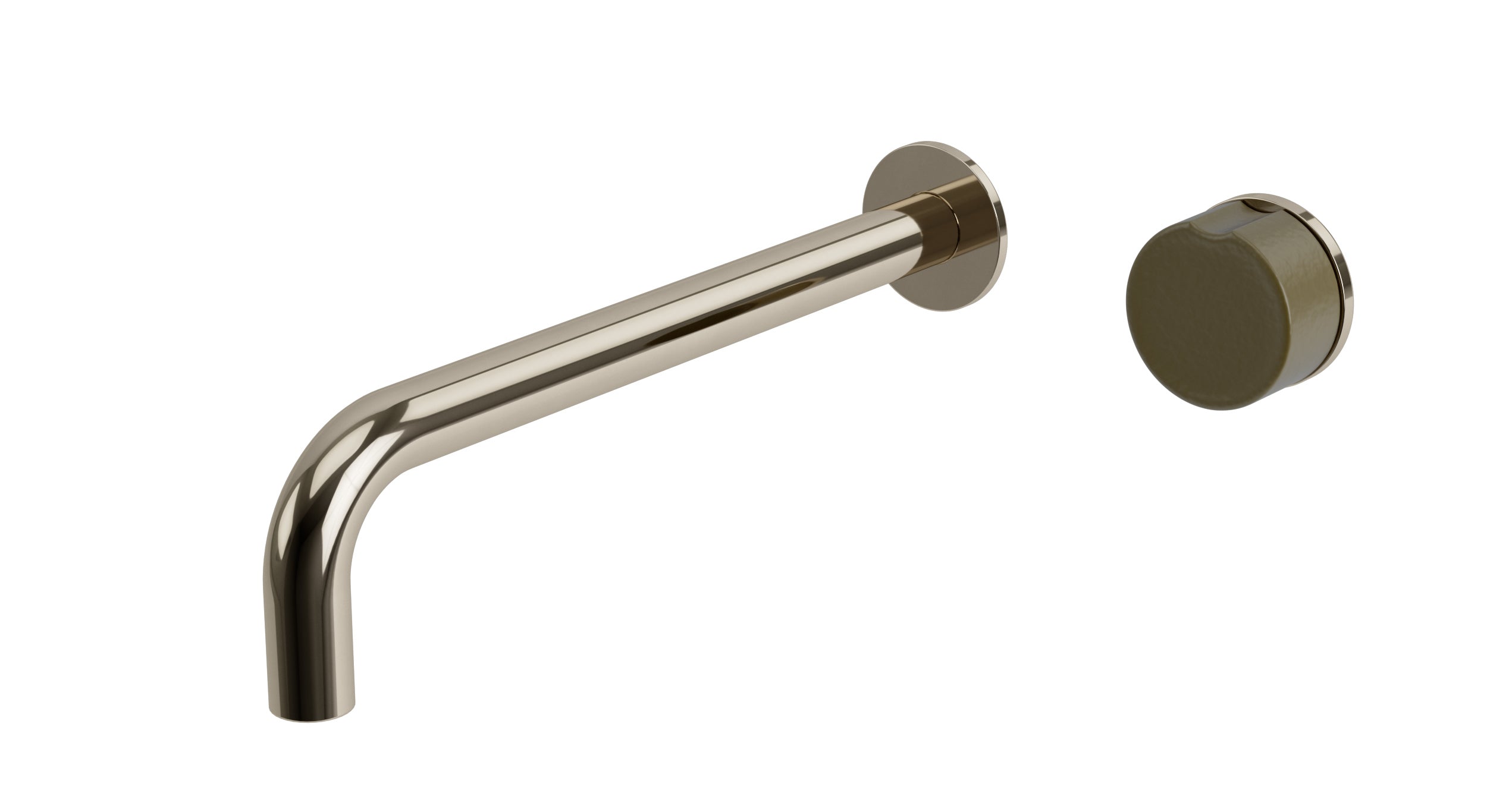 Foundry One Handle Wall Mount 10" Lavatory Faucet with Groove Ceramic Knob Handle in Polished Nickel
