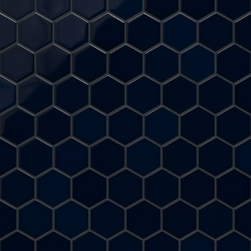4" Hexagon Original Ceramic Tile in Navy Blue Gloss