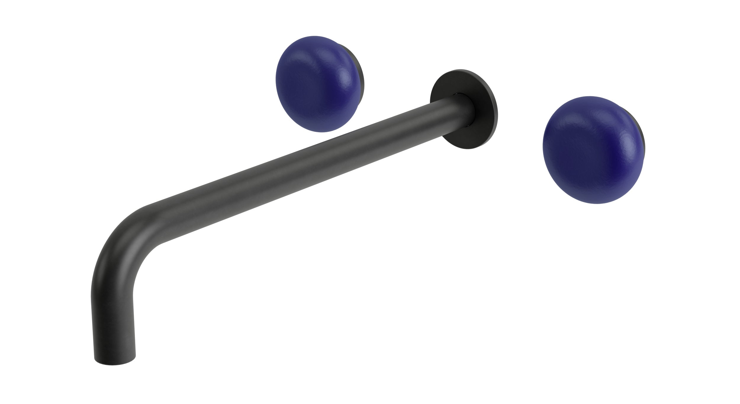 Foundry Two Handle Wall Mount 12" Lavatory Faucet with Pebble Ceramic Knob Handles in Oil Rubbed Bronze