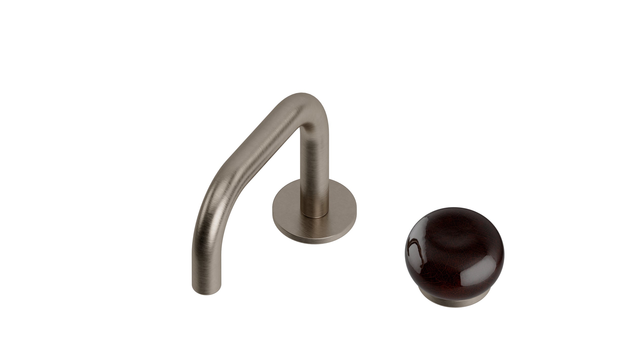 Foundry One Handle Deck Mount Squaretop Lavatory Faucet with Pebble Ceramic Knob Handle in Antique Nickel