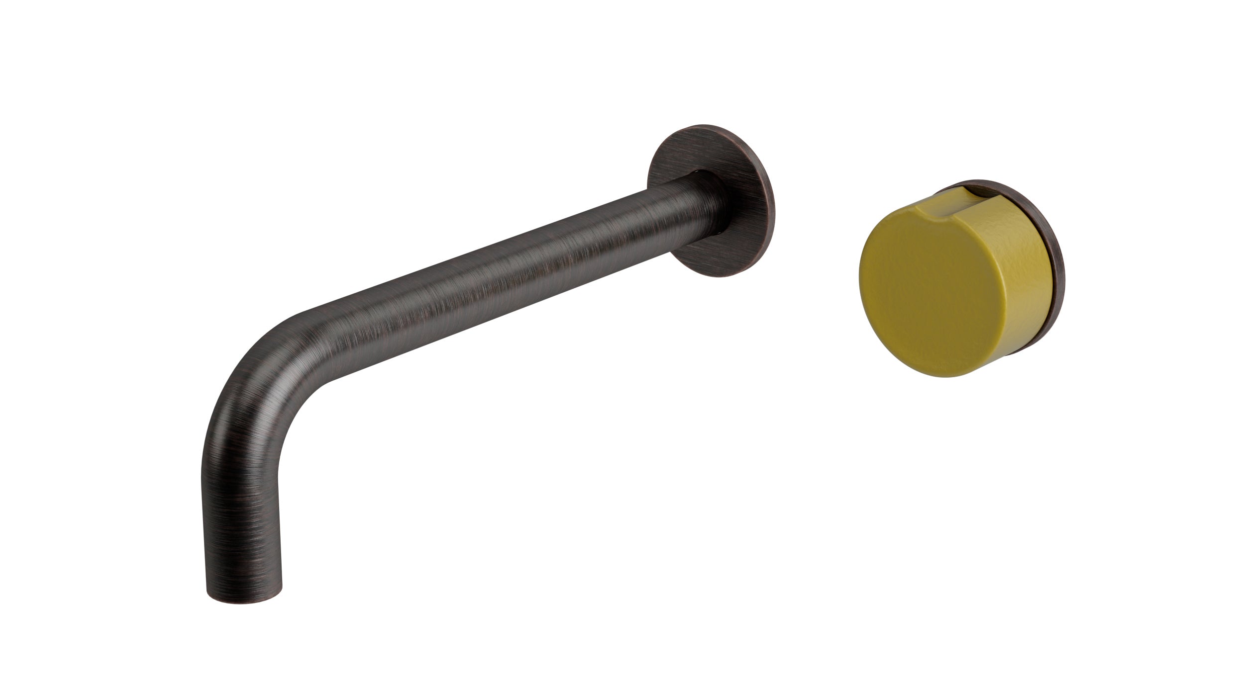 Foundry One Handle Wall Mount 7.5" Lavatory Faucet with Groove Ceramic Knob Handle in Antique Bronze