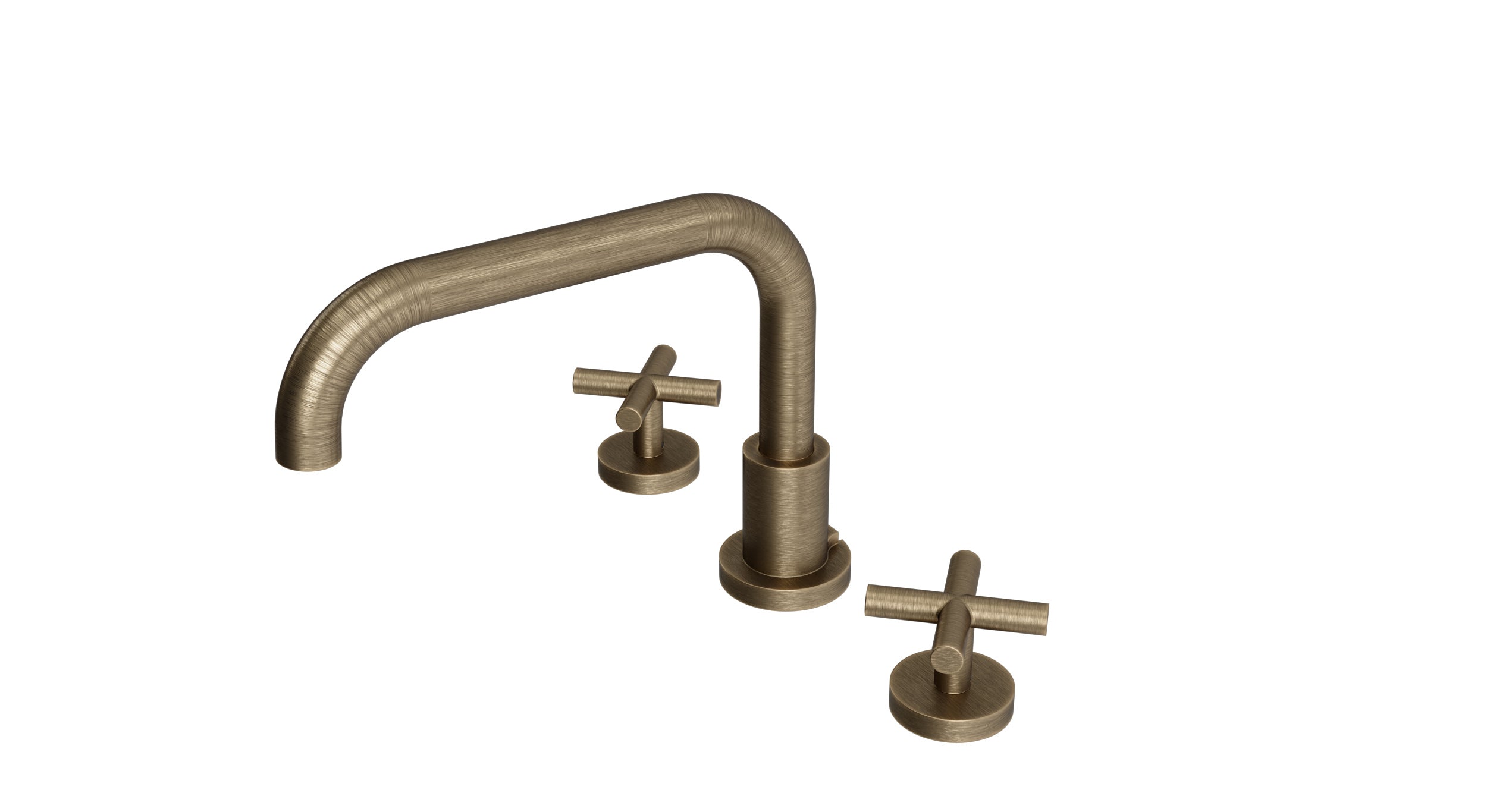 Contour Two Handle Deck Mount Squaretop Bath Trim with Soft Cross Handles in Antique Brass