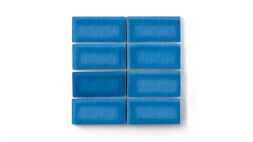 2x4 Straight Set Sheeted Original Ceramic Mosaic Tile in Aegean Sea Gloss