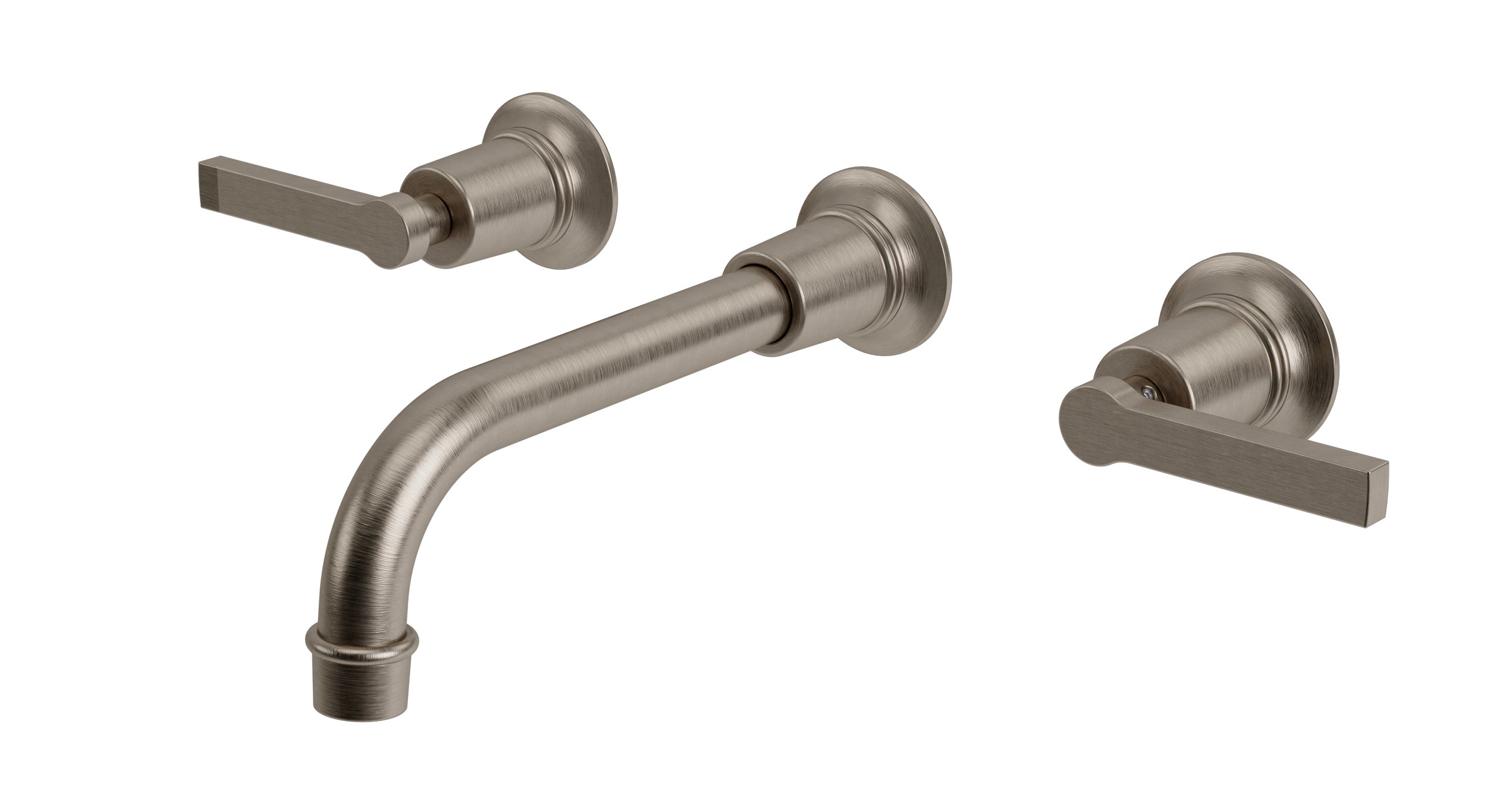 Emerson Two Handle Wall Mount 8.25" Lavatory Faucet with Classic Lever Handles in Antique Nickel