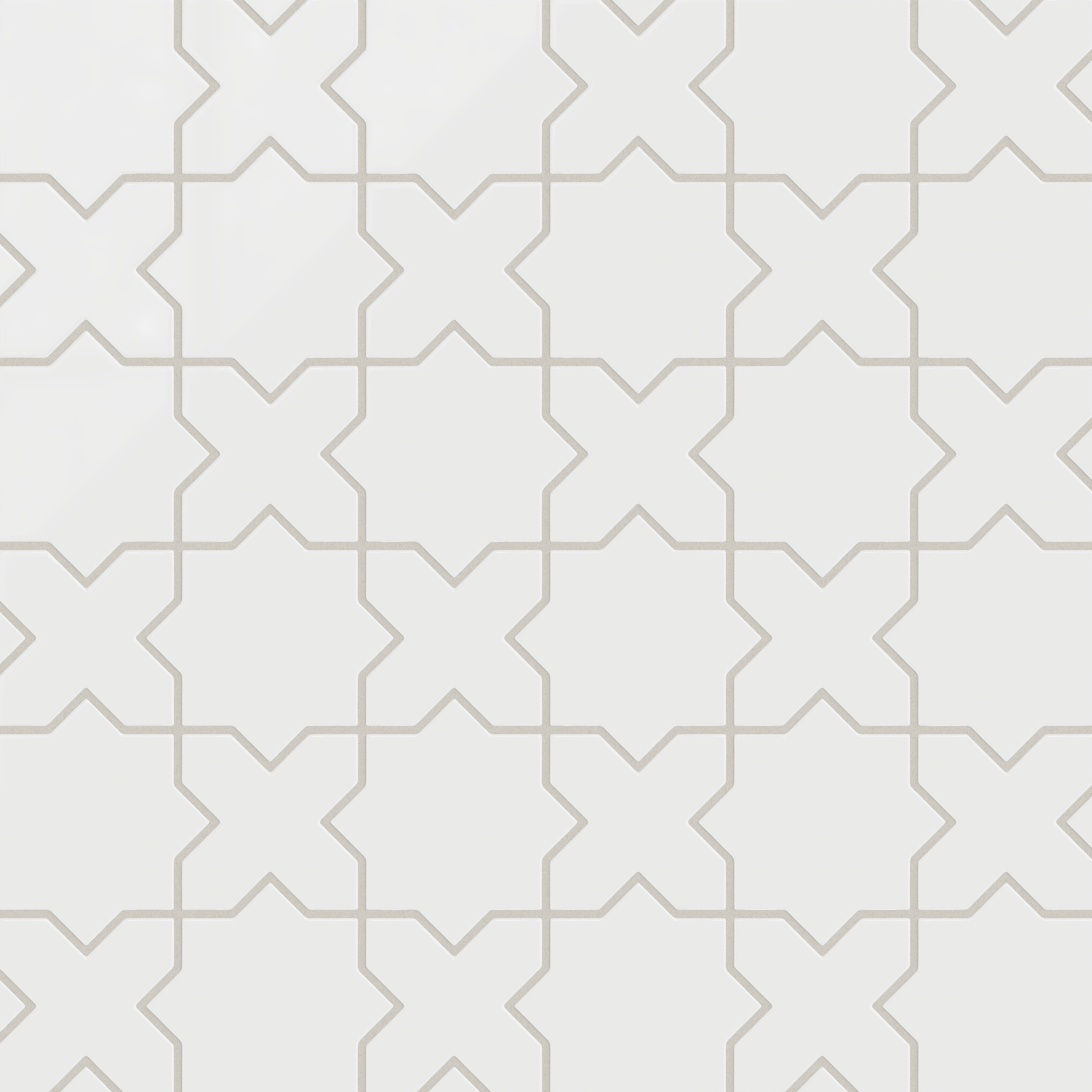 Mini Star & Cross Original Ceramic Tile in Calcite Gloss