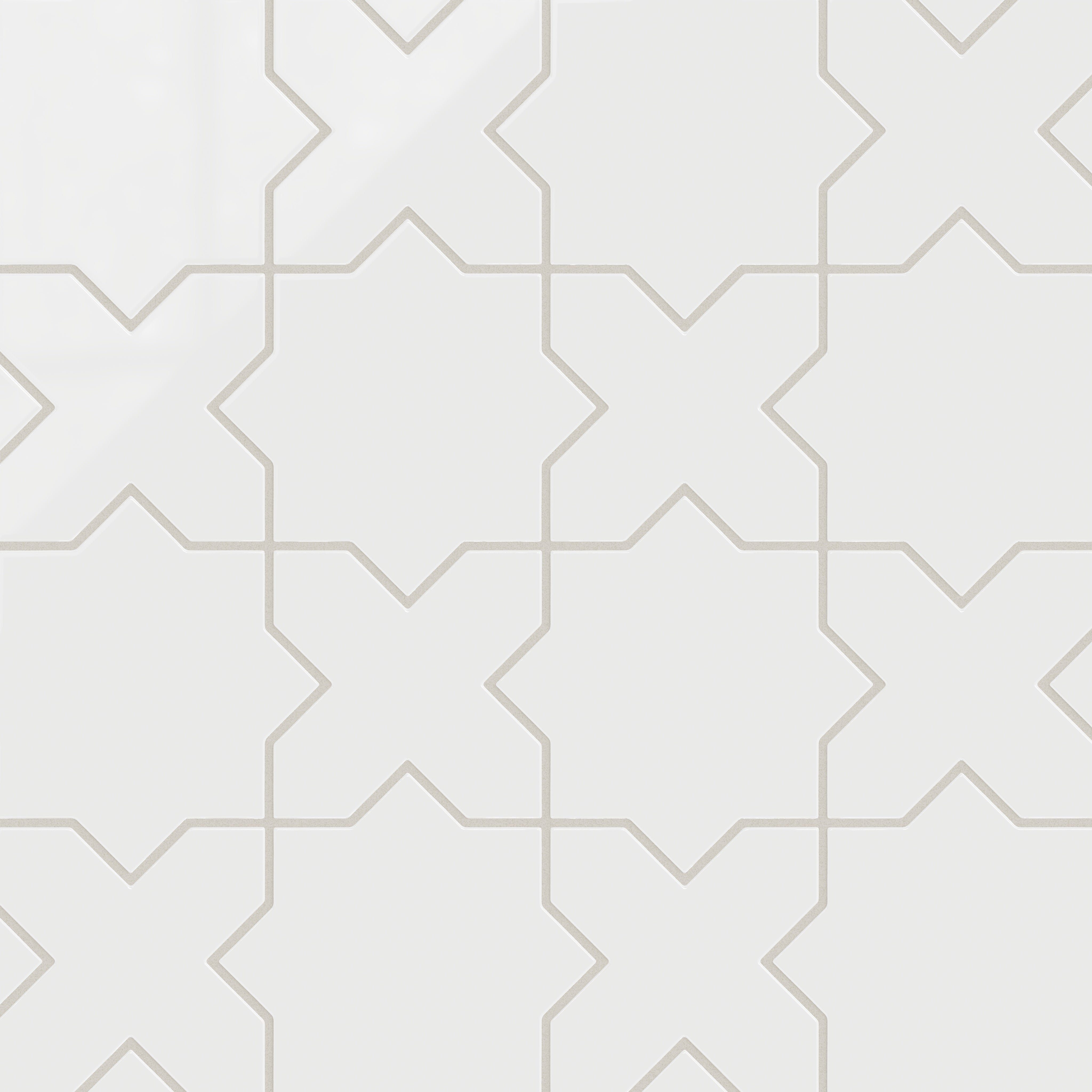 Star & Cross Original Ceramic Tile in Calcite Gloss