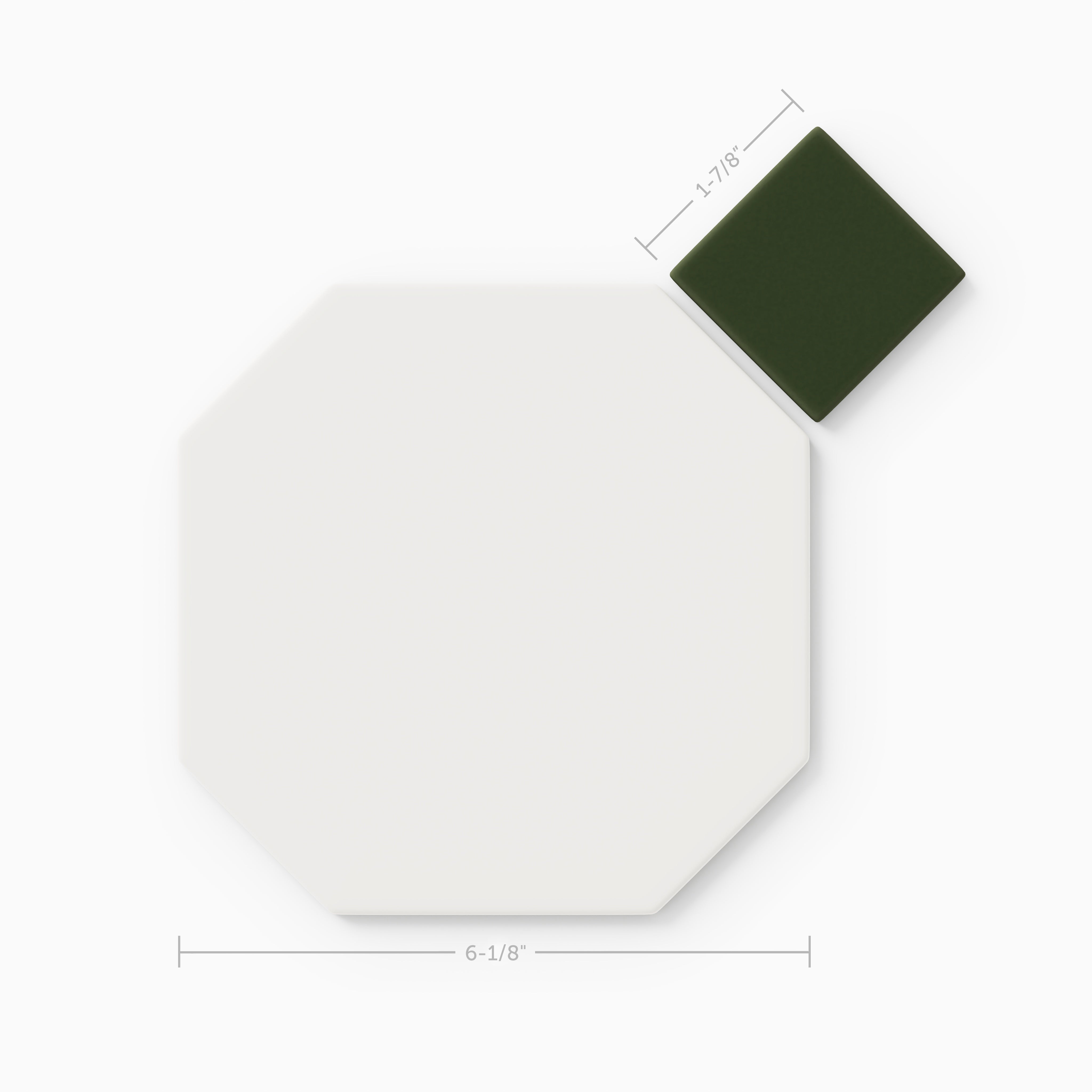 Gramercy Original Ceramic Tile in Calcite Matte & Hunter Green Matte