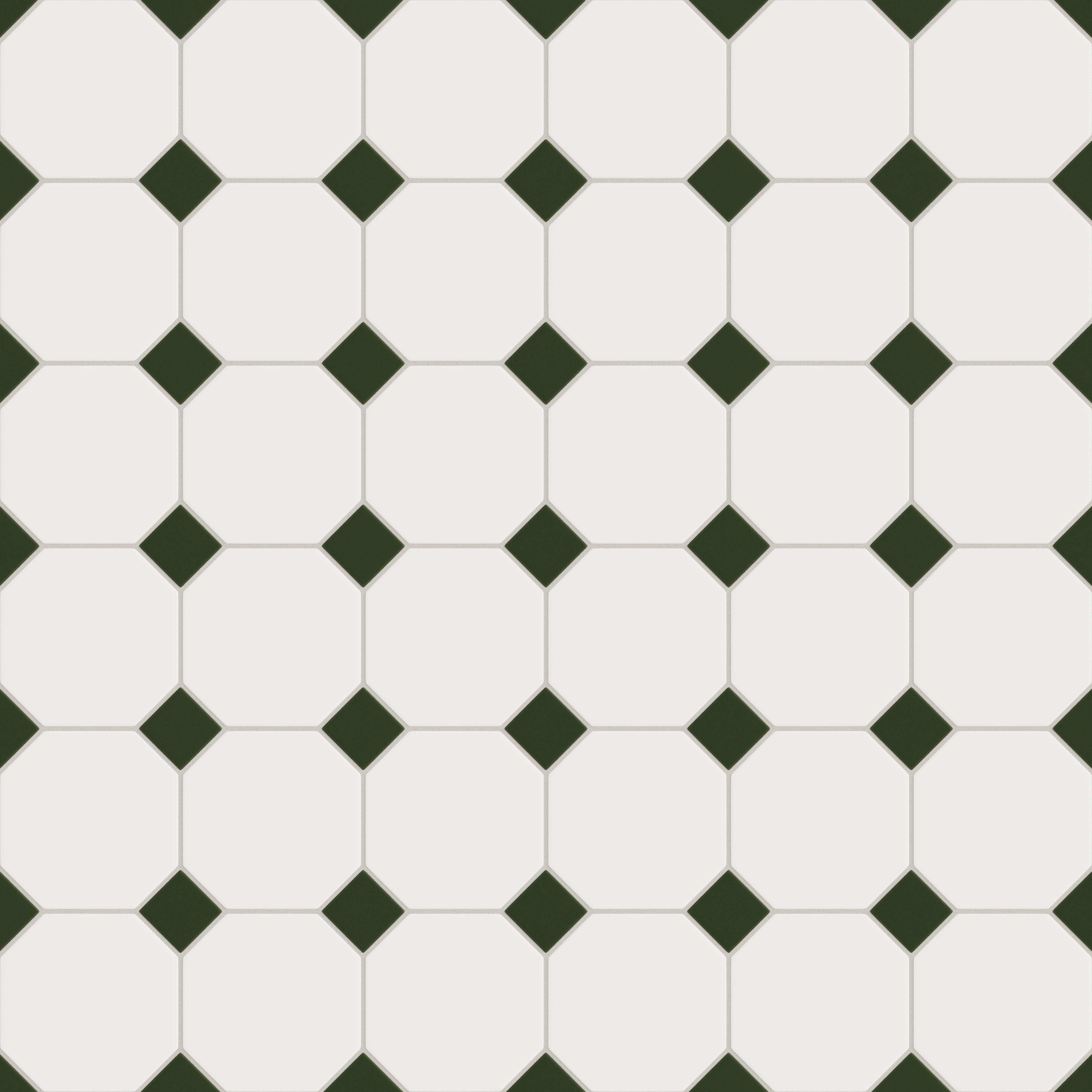 Gramercy Original Ceramic Tile in Calcite Matte & Hunter Green Matte