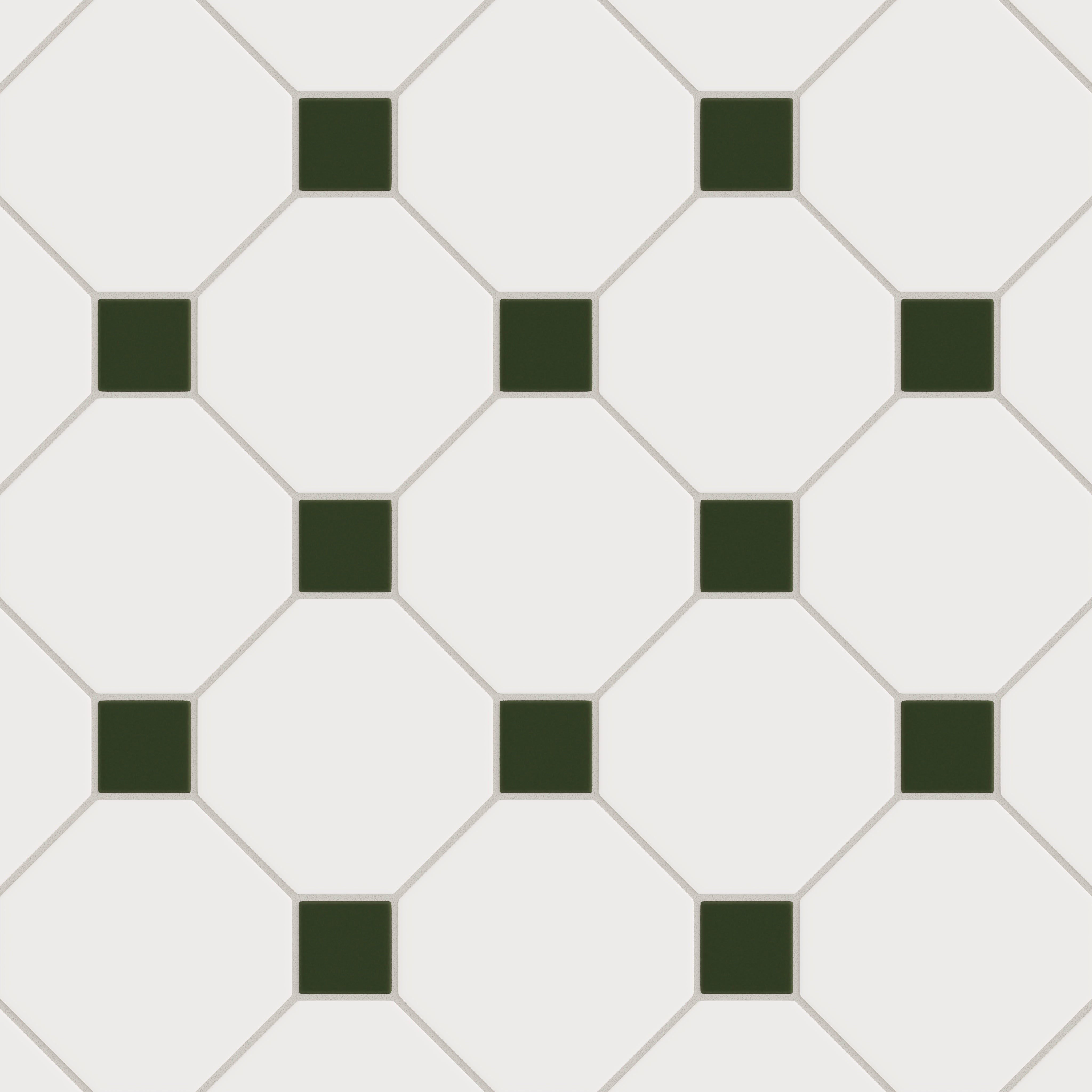 Gramercy Original Ceramic Tile in Calcite Matte & Hunter Green Matte