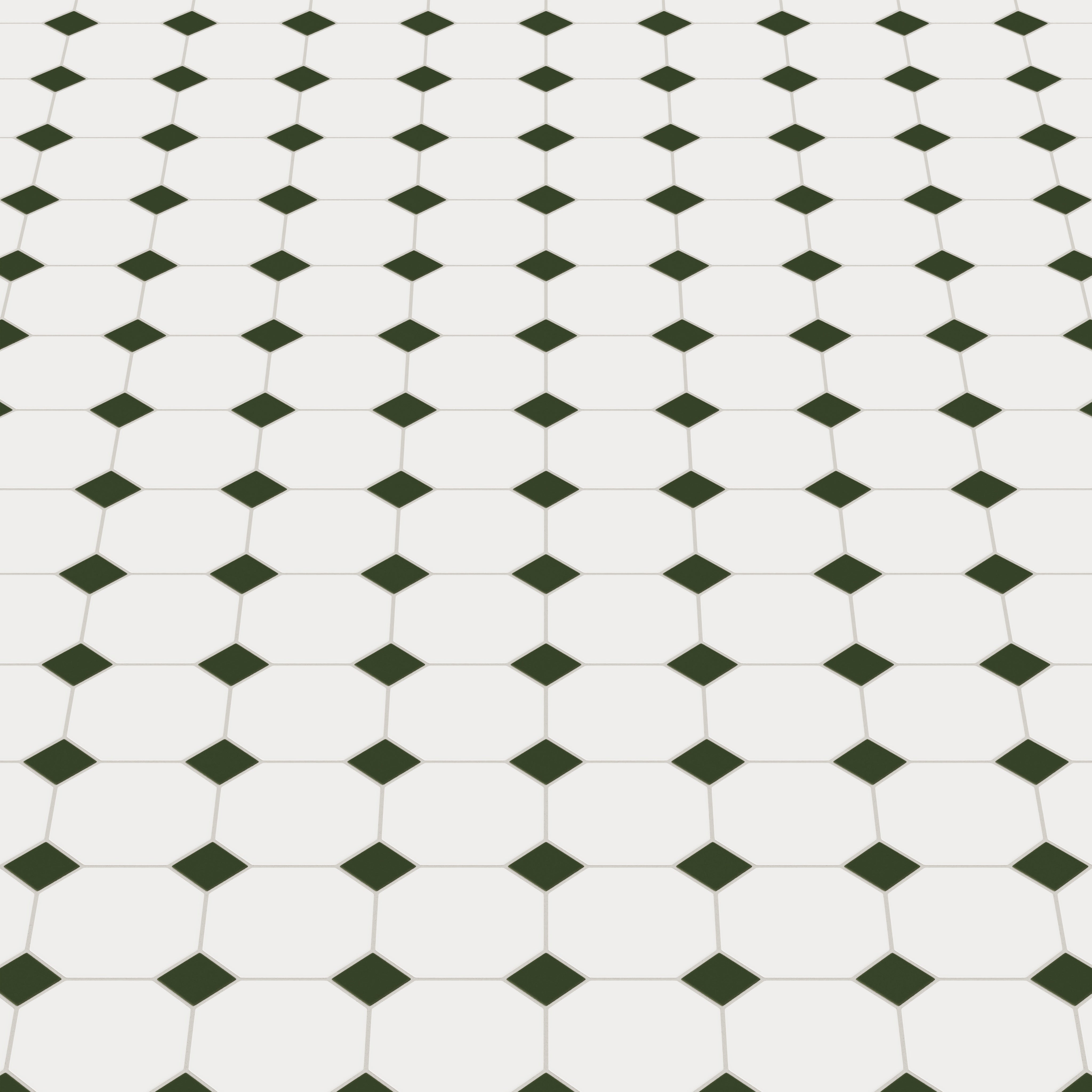 Gramercy Original Ceramic Tile in Calcite Matte & Hunter Green Matte