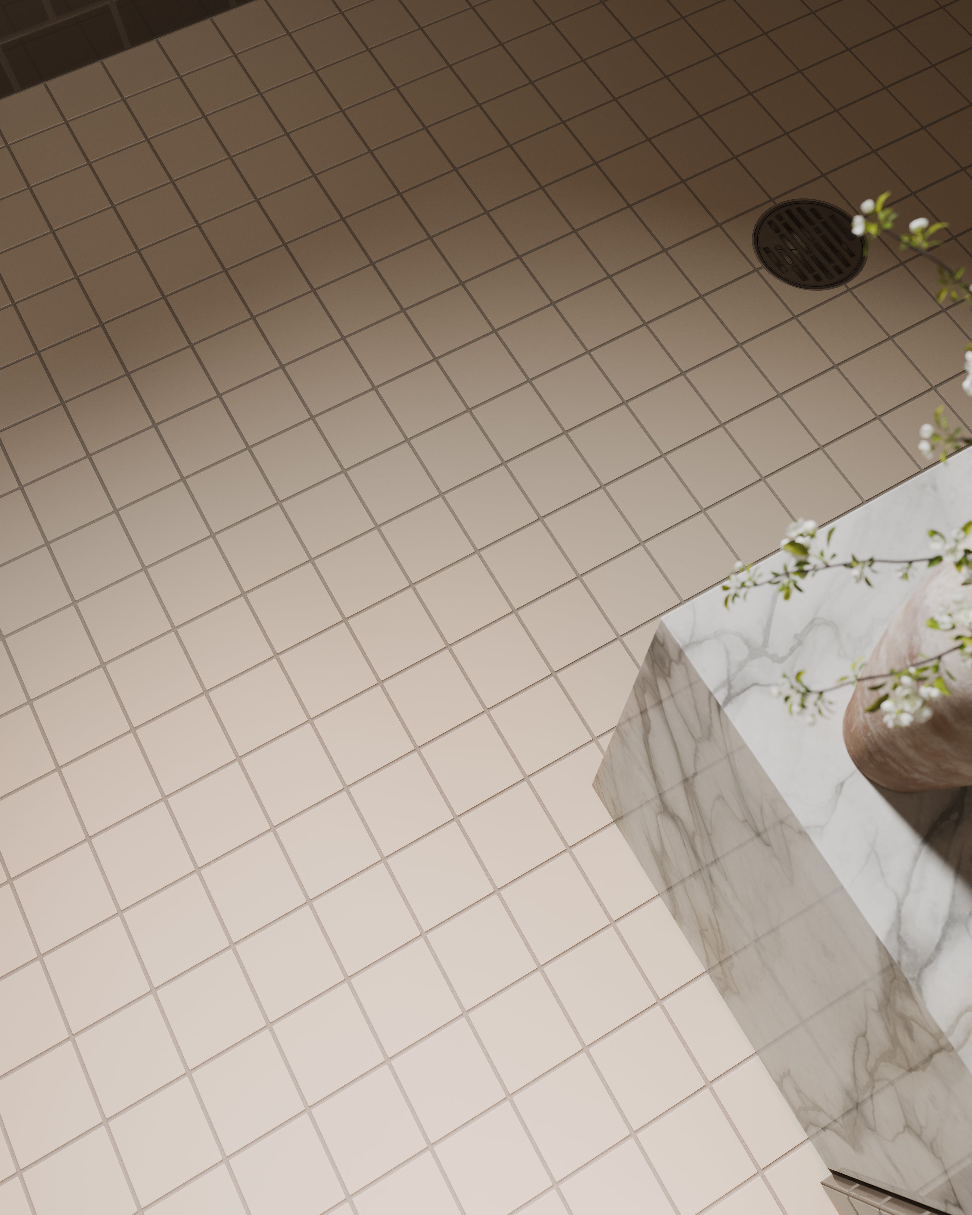 3x3 Straight Set Sheeted Natural Press Ceramic Mosaic Tile in Full Sail Matte
