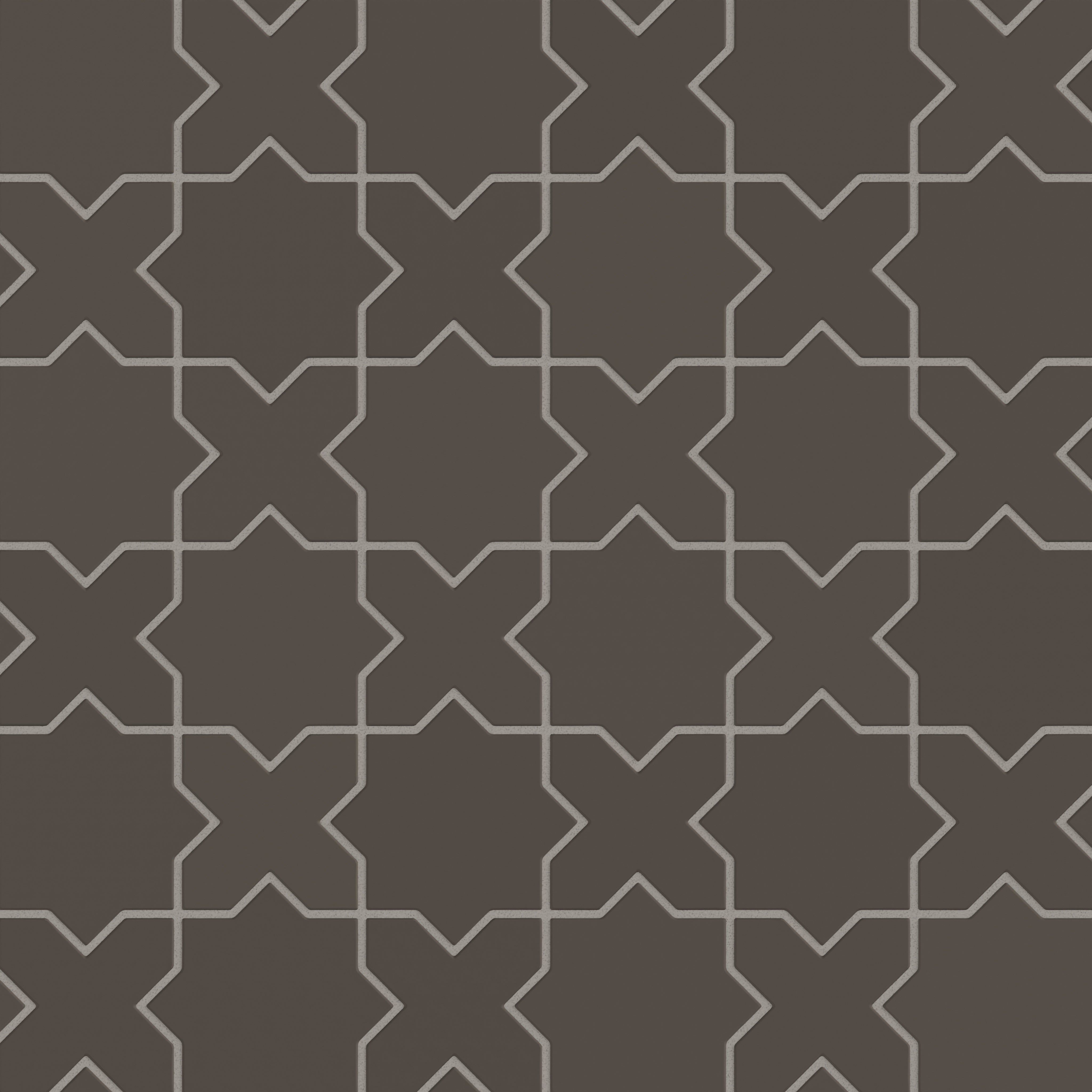 Carbon Mini Star & Cross Matte Original Ceramic Tile - Fireclay Tile