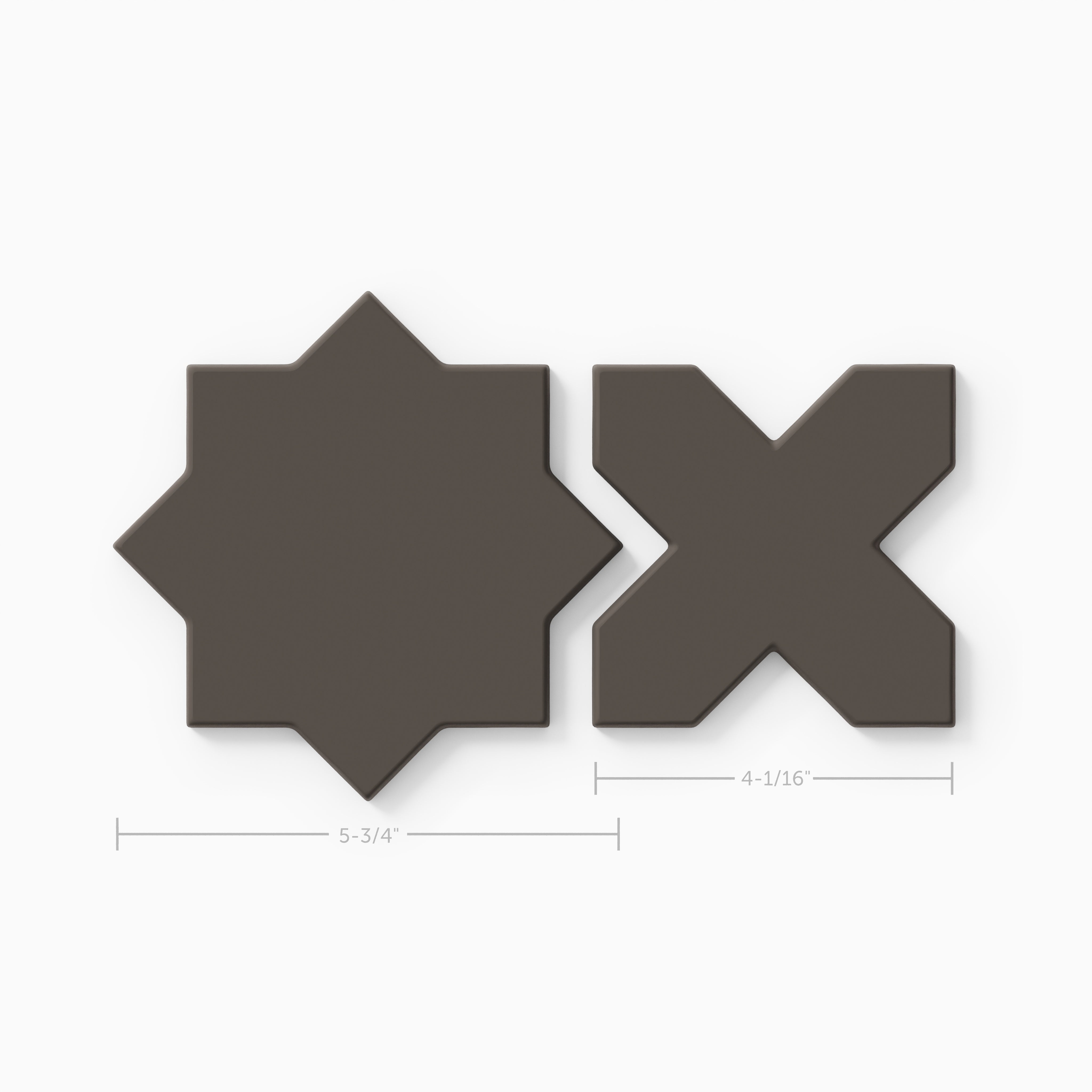 Mini Star & Cross Original Ceramic Tile in Carbon Matte