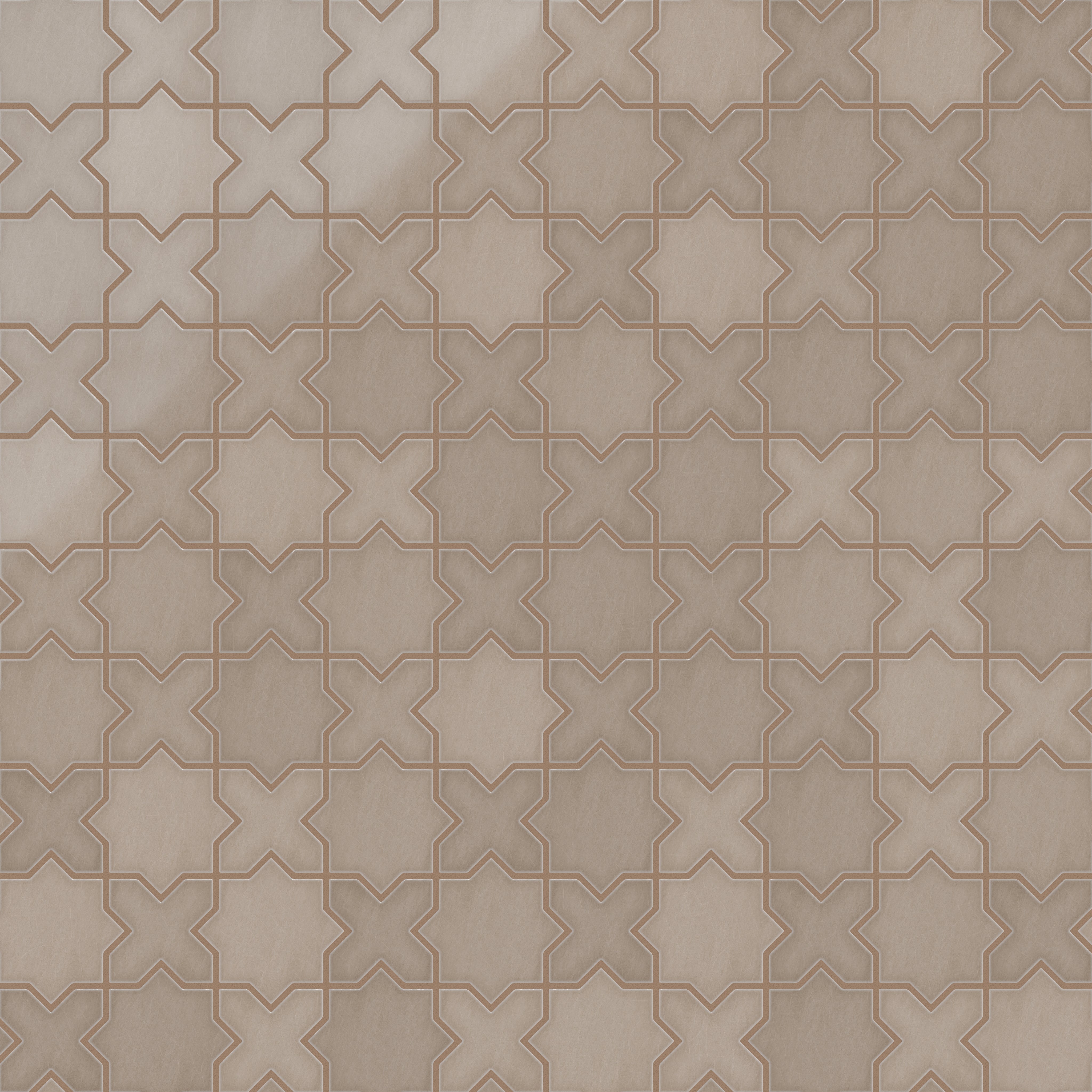 Mini Star & Cross Original Ceramic Tile in Cardamom Gloss