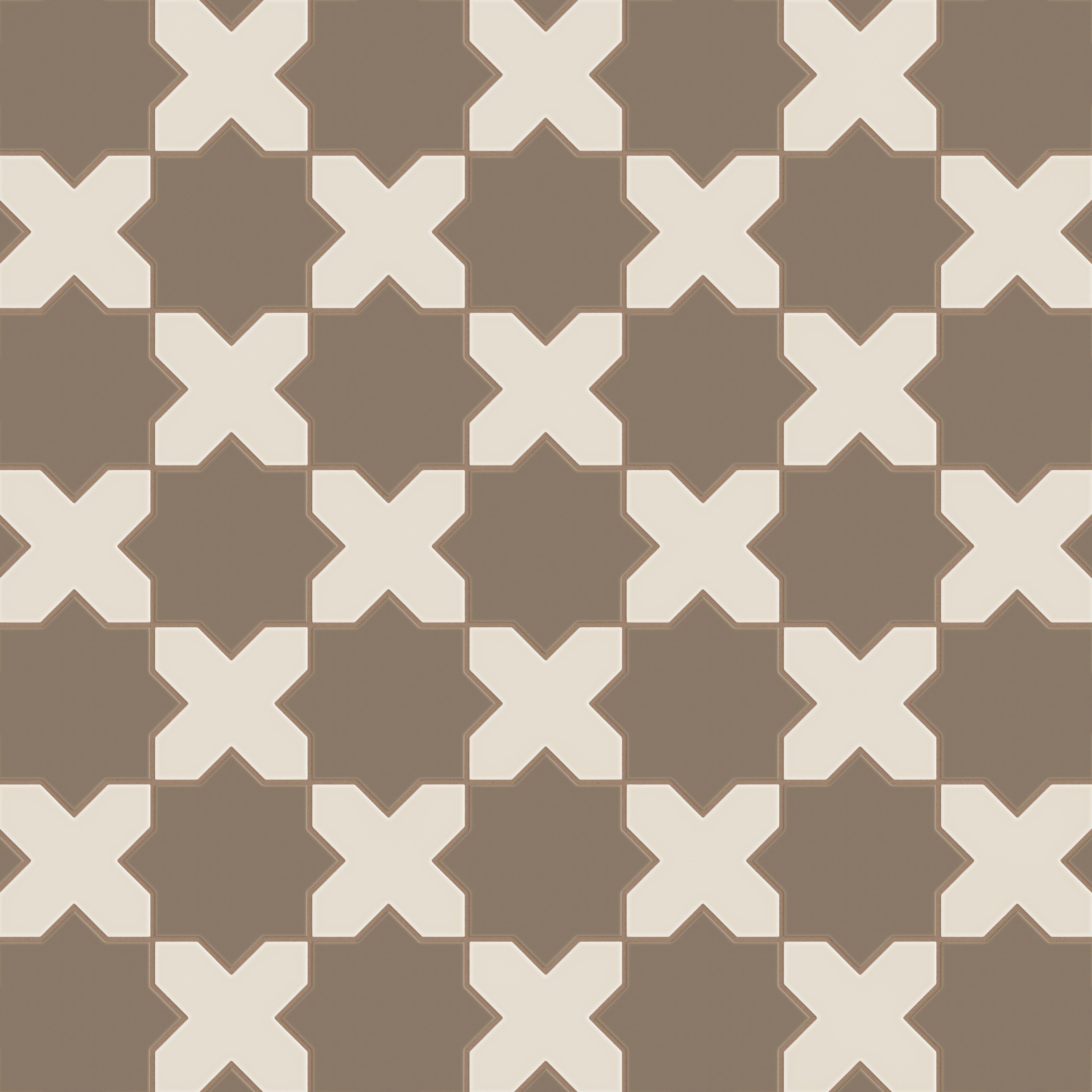 Star & Cross Original Ceramic Tile in Cardamom Matte & Sand Dune Matte