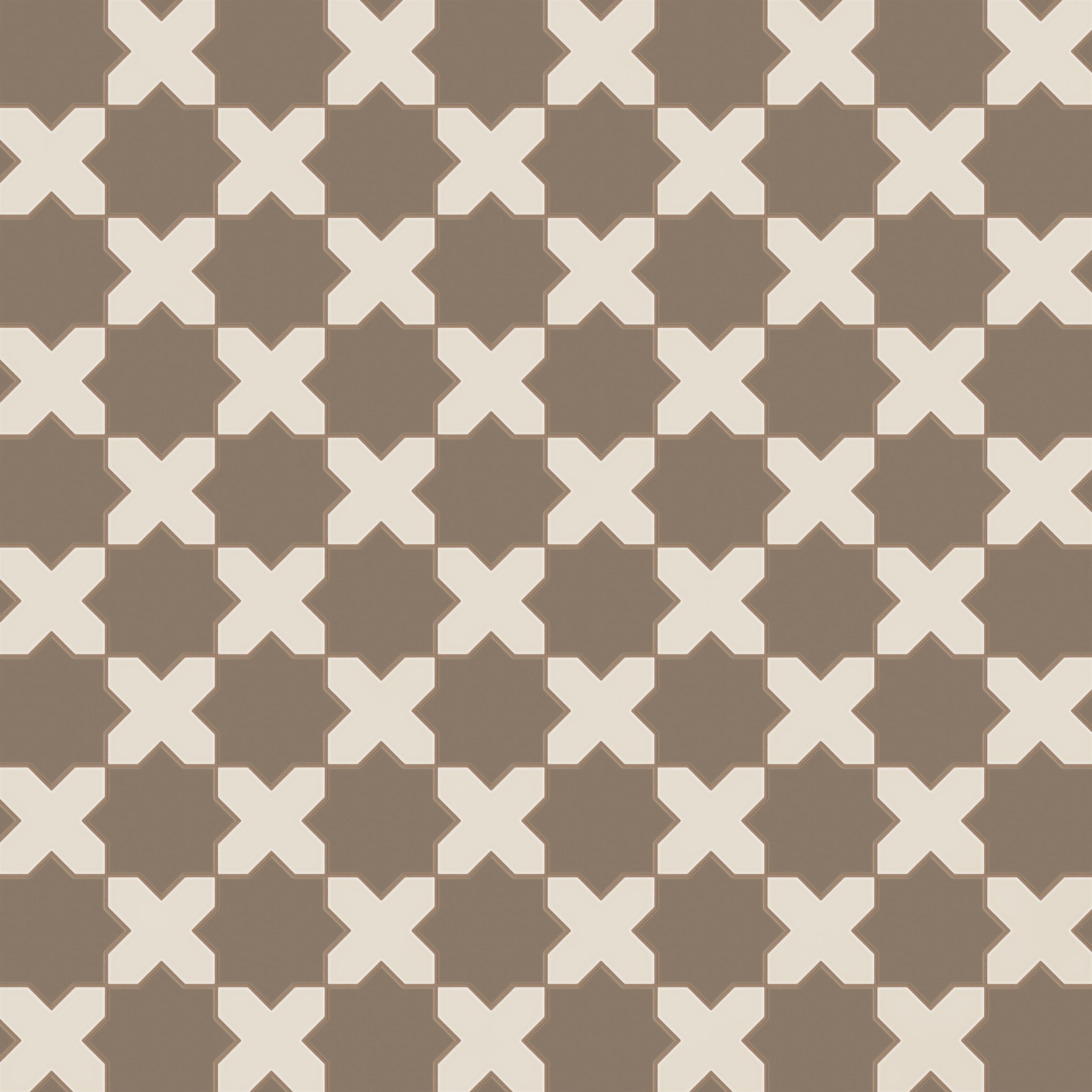 Star & Cross Original Ceramic Tile in Cardamom Matte & Sand Dune Matte