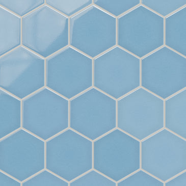 6" Hexagon Original Ceramic Tile in Caribbean Sea Gloss