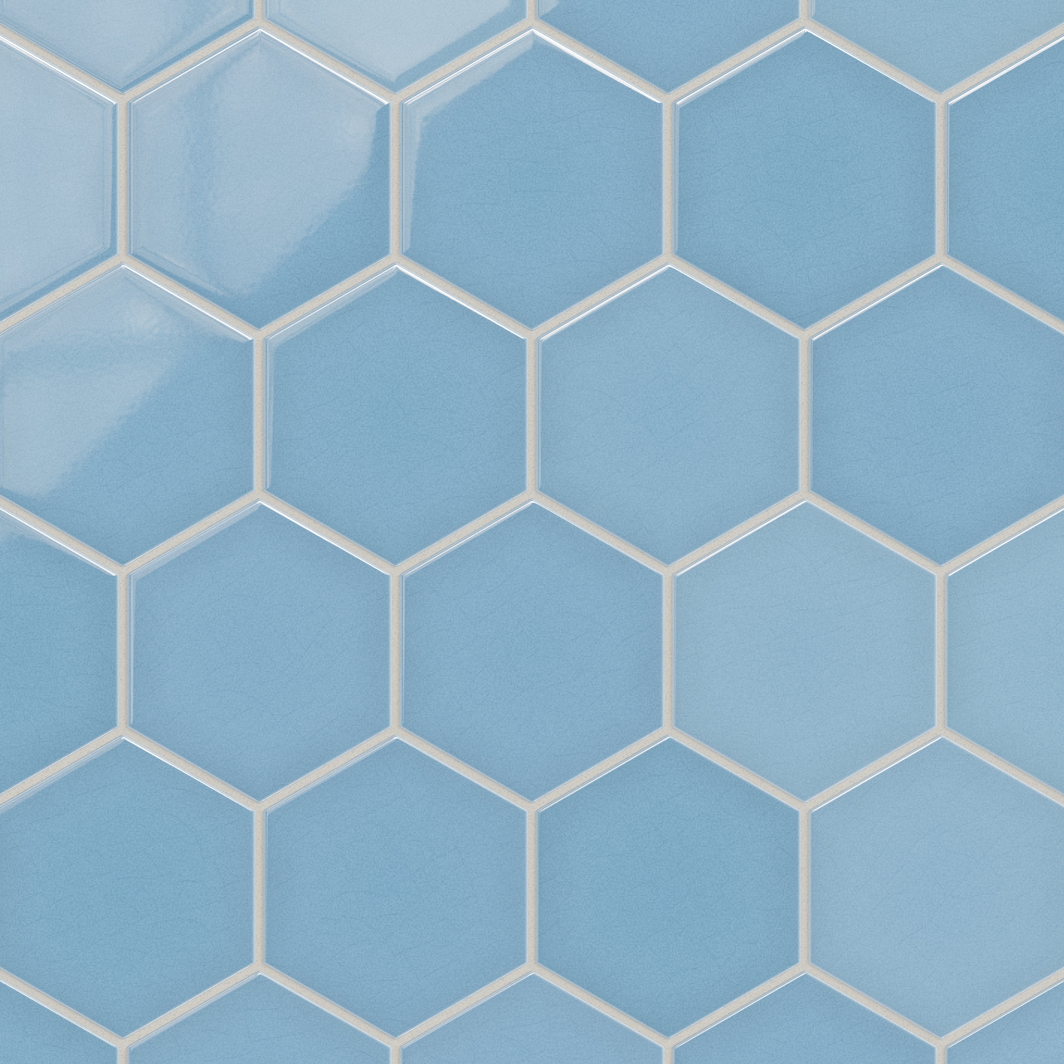 6" Hexagon Original Ceramic Tile in Caribbean Sea Gloss