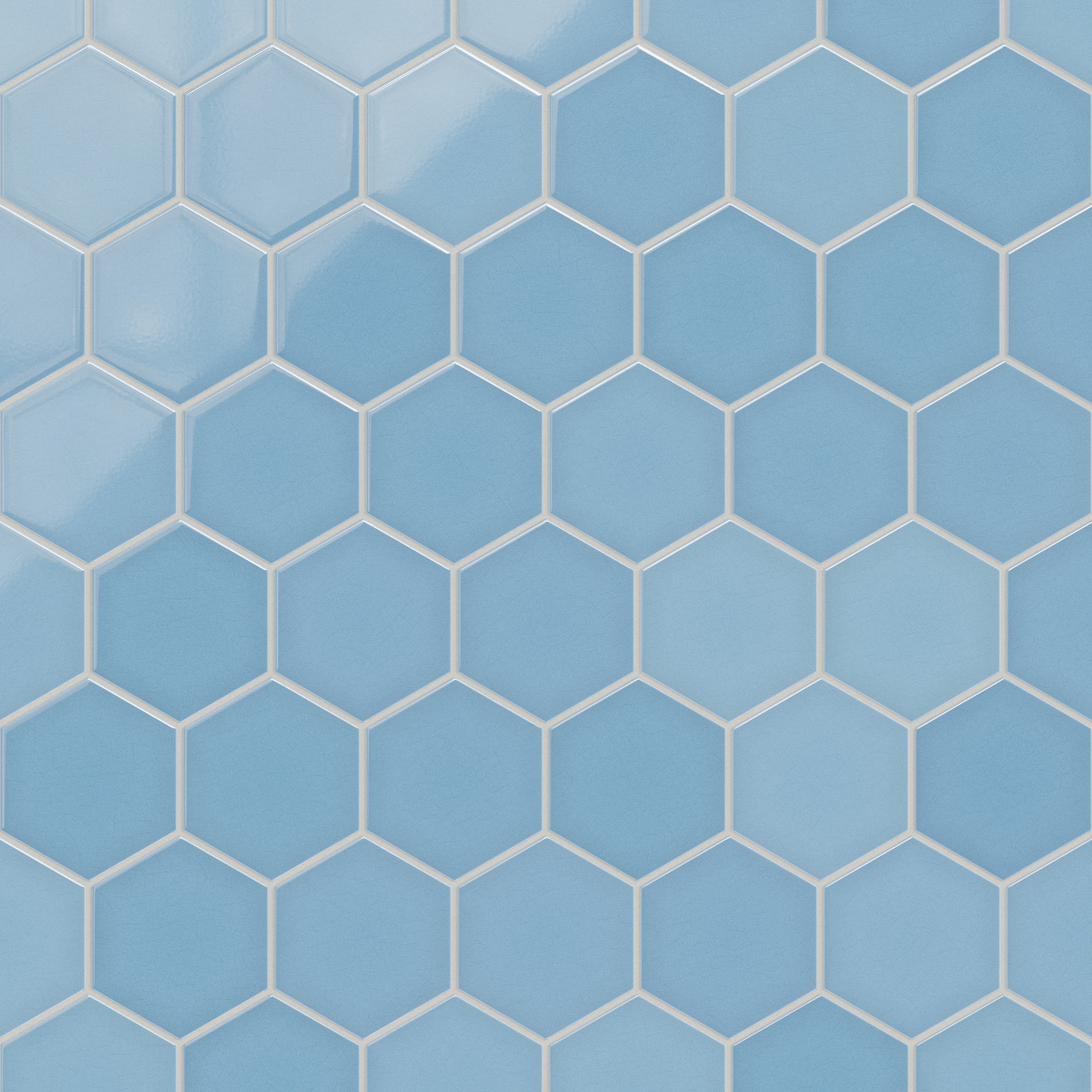 6" Hexagon Original Ceramic Tile in Caribbean Sea Gloss