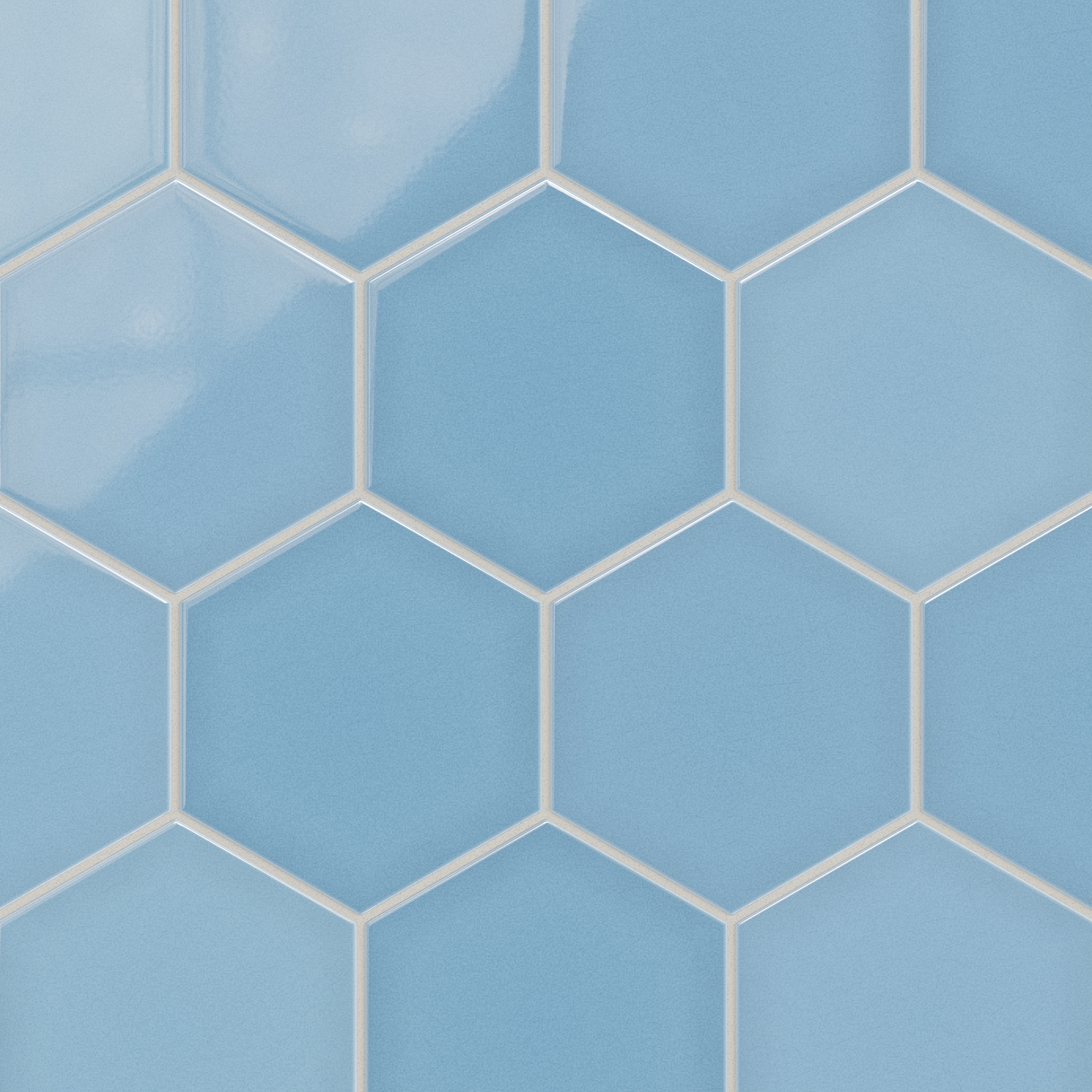 8" Hexagon Original Ceramic Tile in Caribbean Sea Gloss