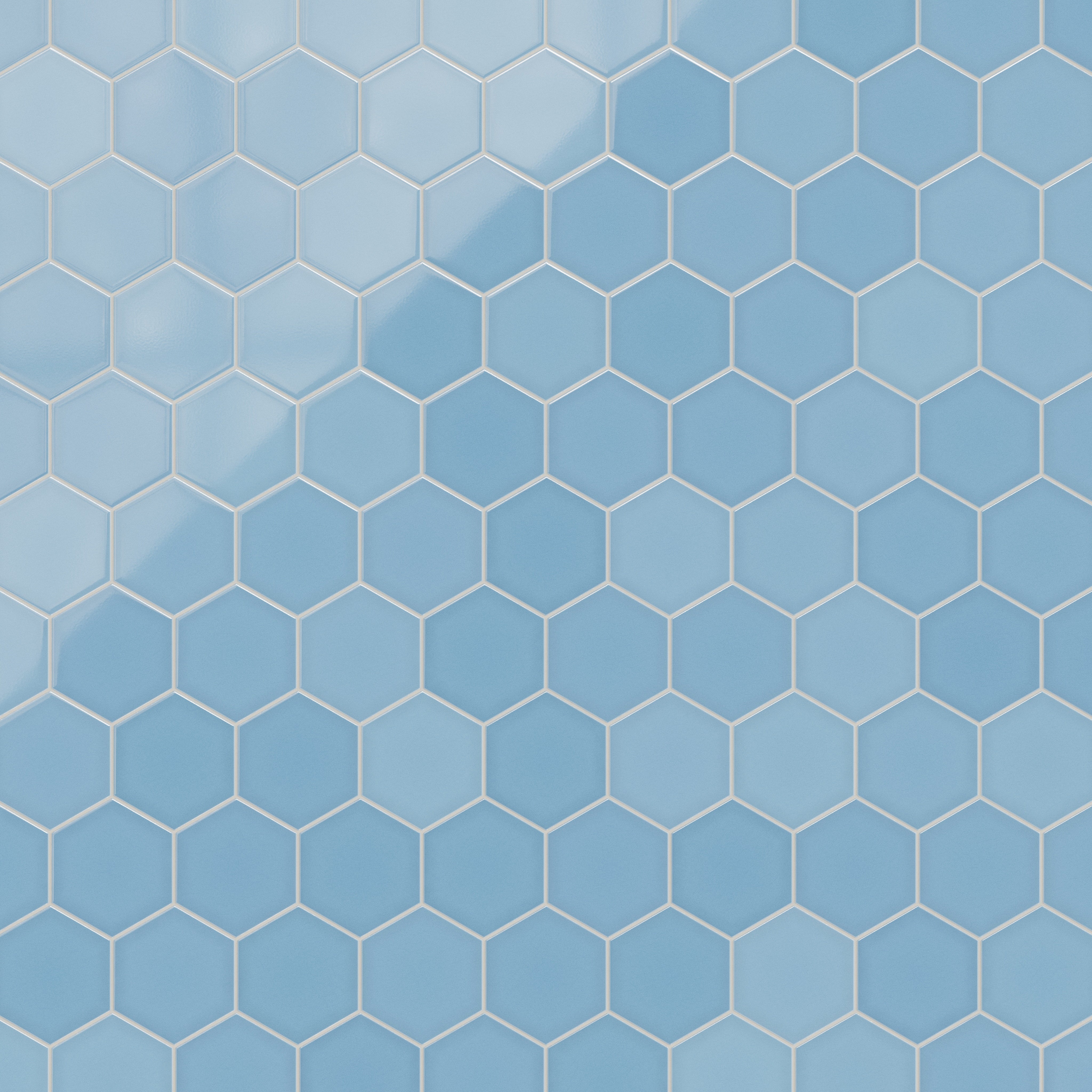 8" Hexagon Original Ceramic Tile in Caribbean Sea Gloss