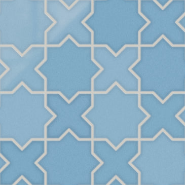 Star & Cross Original Ceramic Tile in Caribbean Sea Gloss