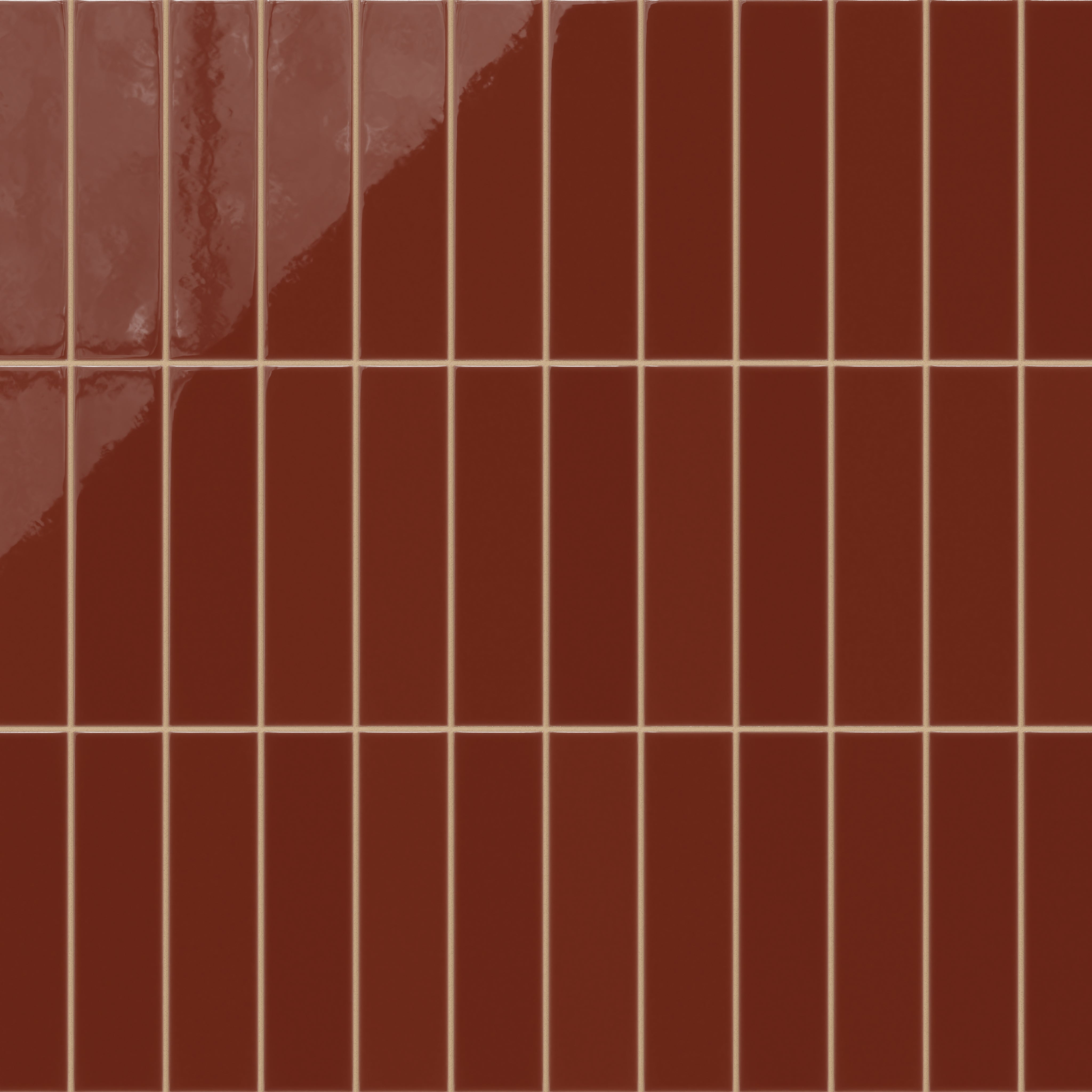 3x12 Natural Press Ceramic Tile in Carmine Gloss